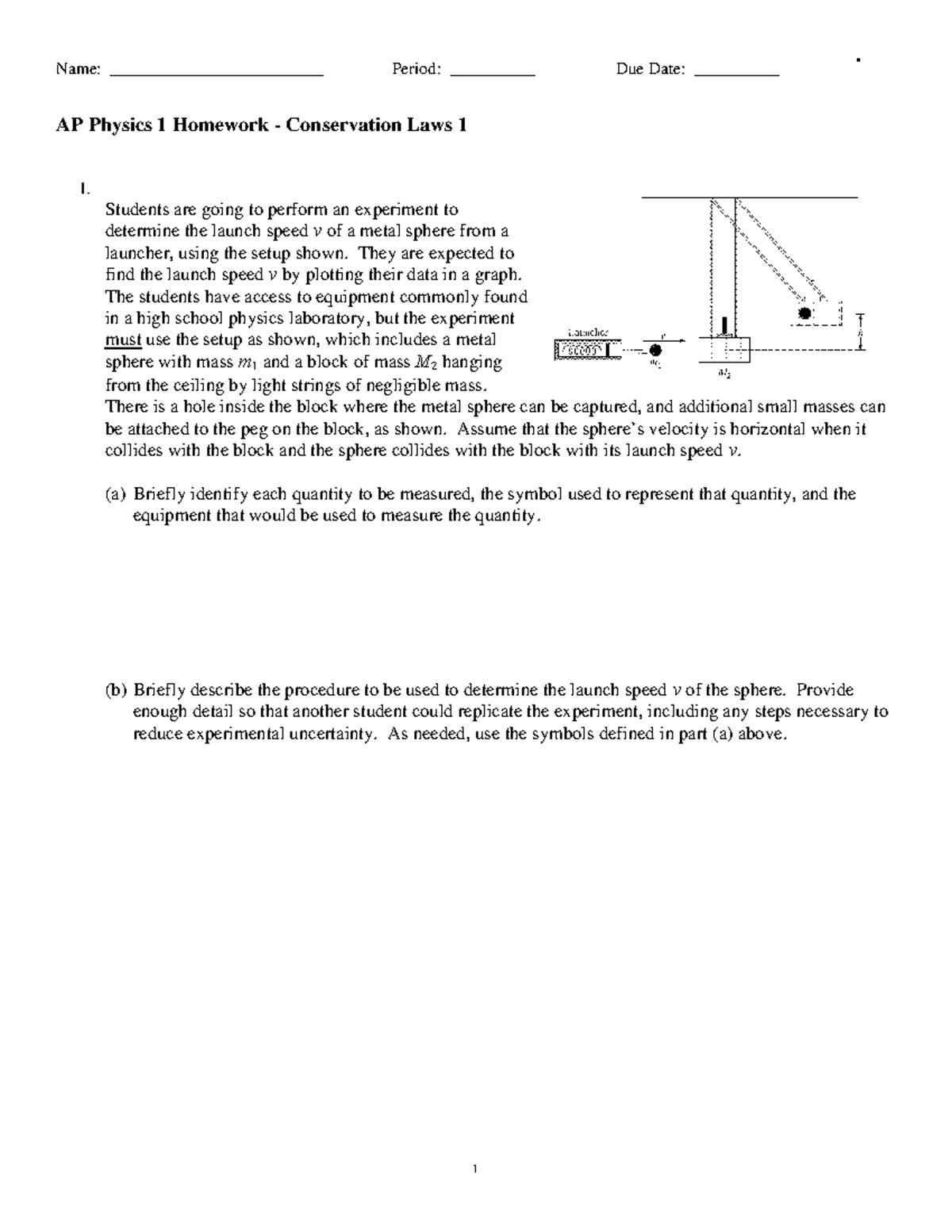 AP Physics 1 Final Exam Review - Conservation Laws & Acceleration Lab ...