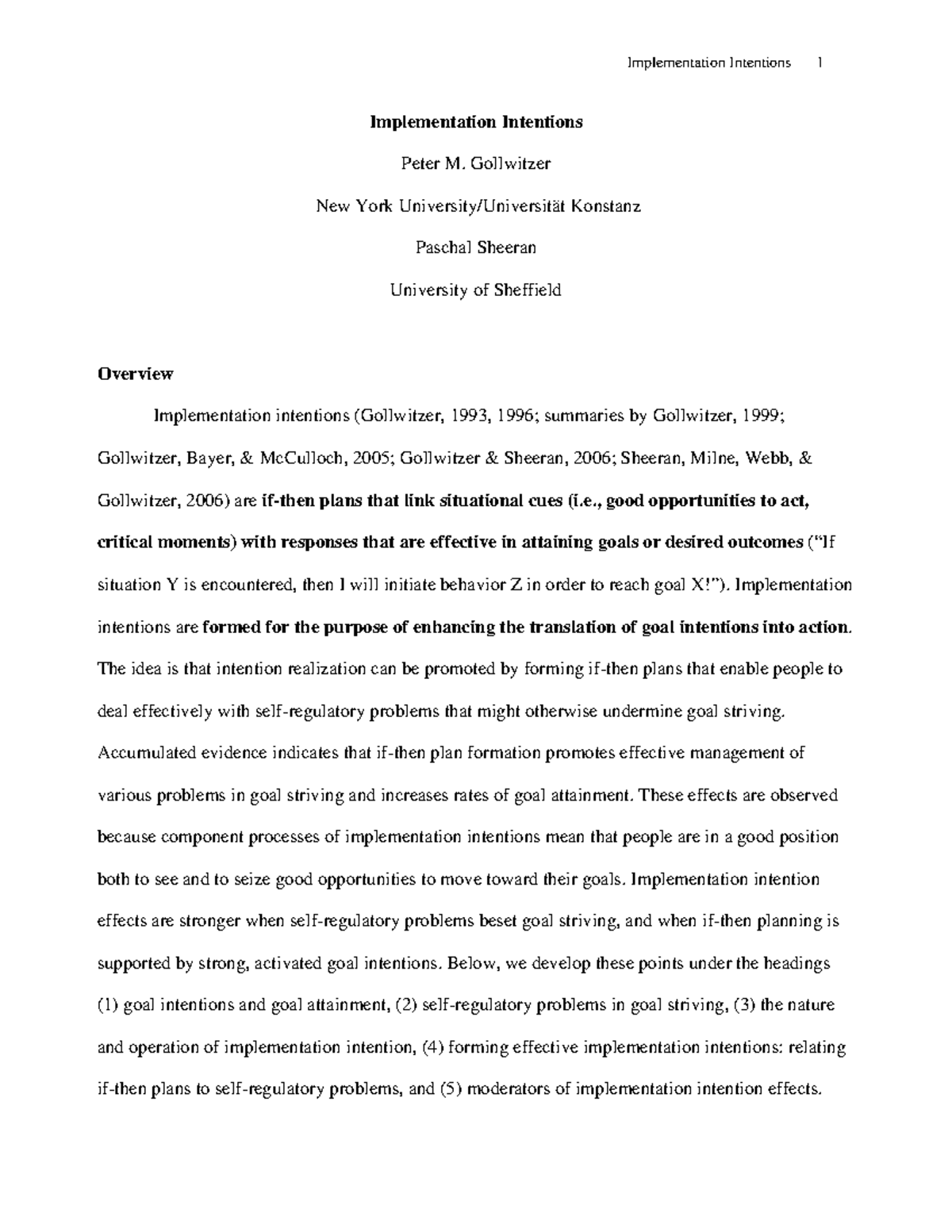 Implementation Intentions: Enhancing Goal Attainment Strategies - Studocu