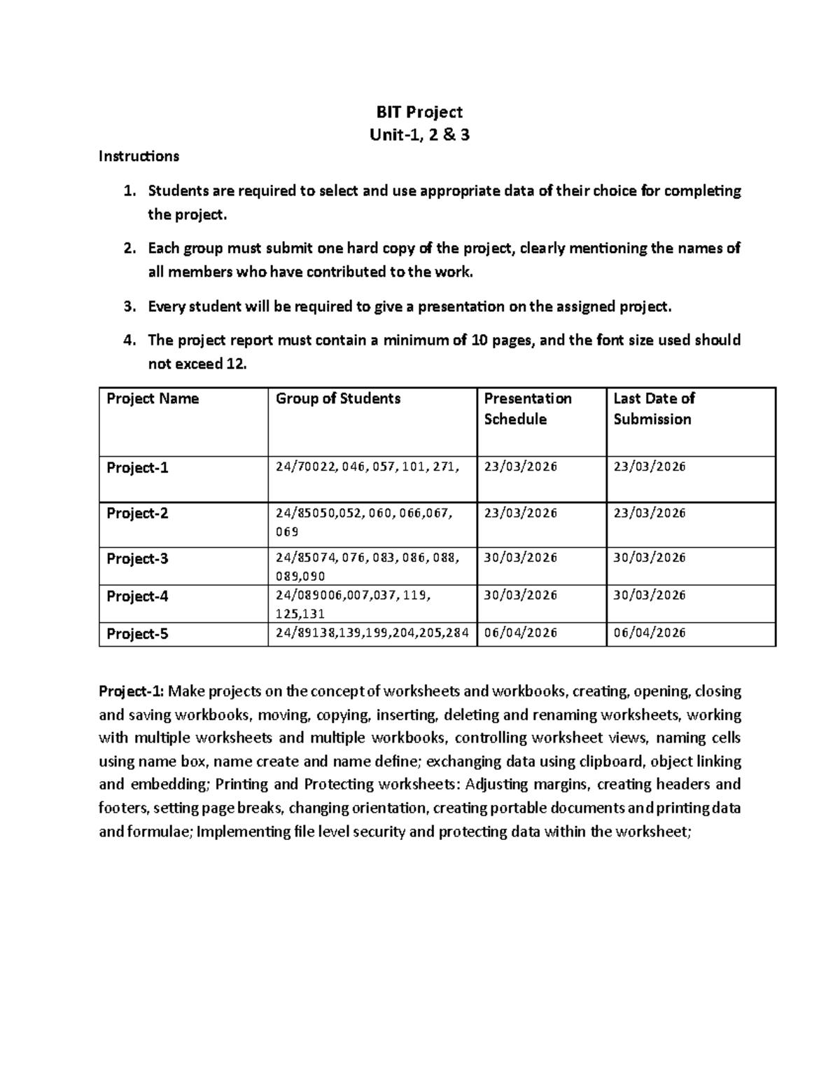 BIT Project 2 Instructions & Guidelines for Submission - Studocu