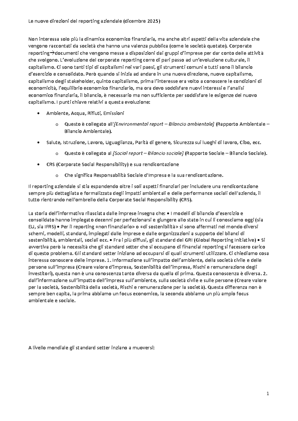 Le nuove direzioni del reporting aziendale: Evoluzione e Impatti (CSRD ...