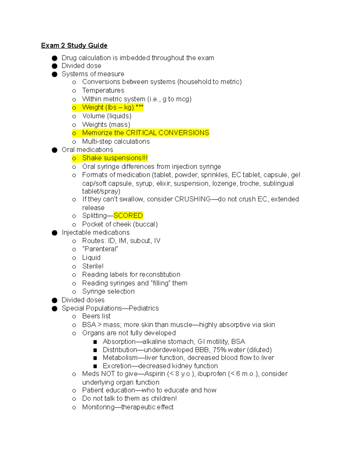 NUR 202 Exam 2 Comprehensive Study Guide on Medications and Populations ...