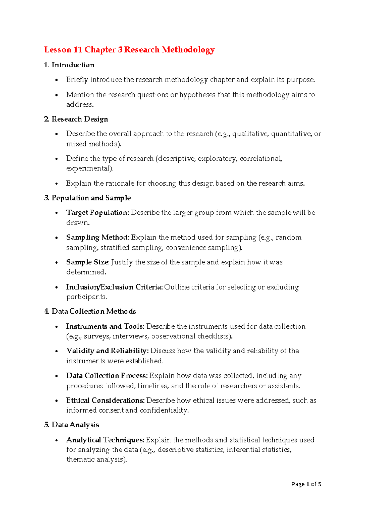 Lesson 11 Chapter 3 Research Methodology - Lesson 11 Chapter 3 Research ...