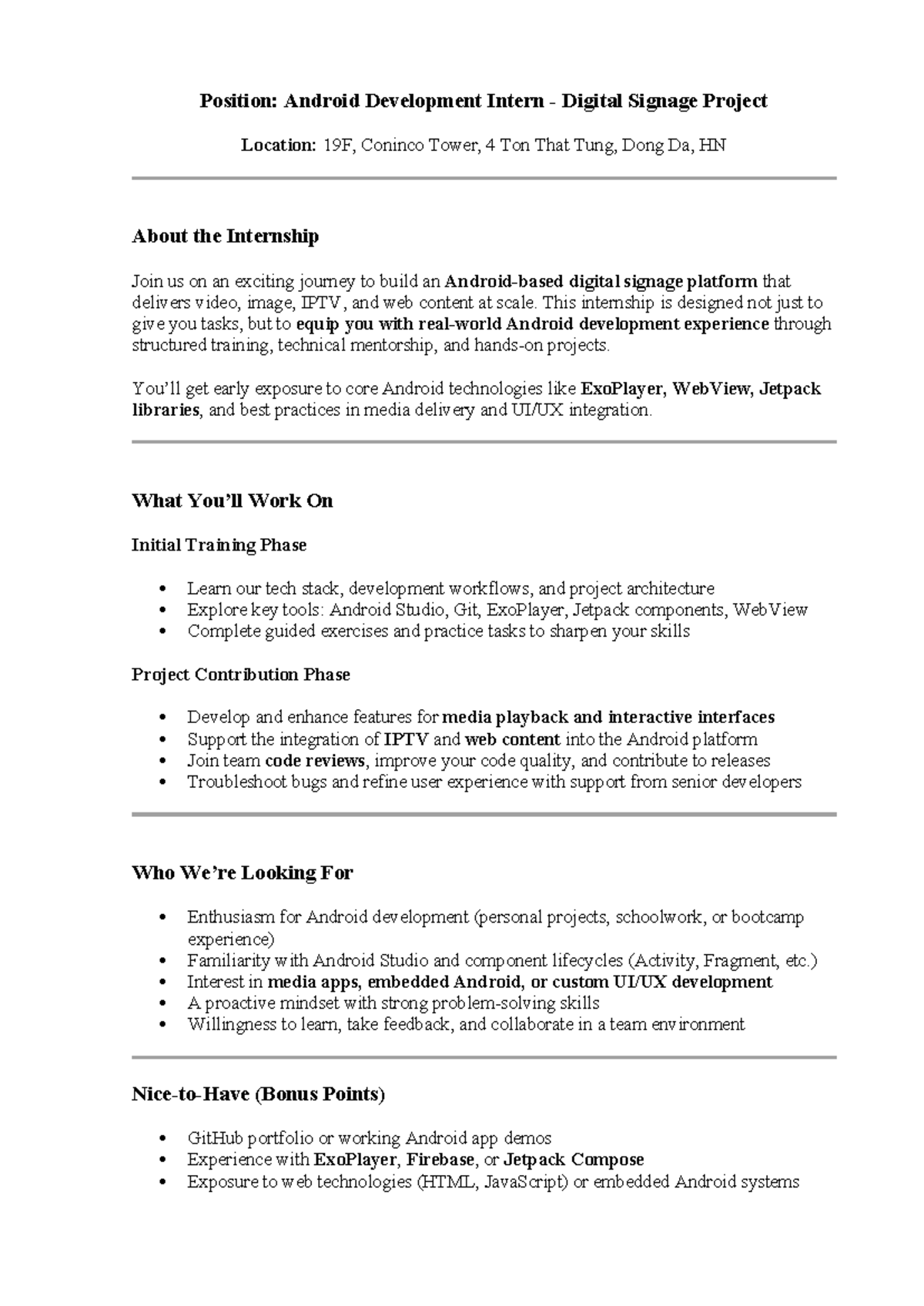 Android Development Intern JD - Digital Signage Project - Studocu