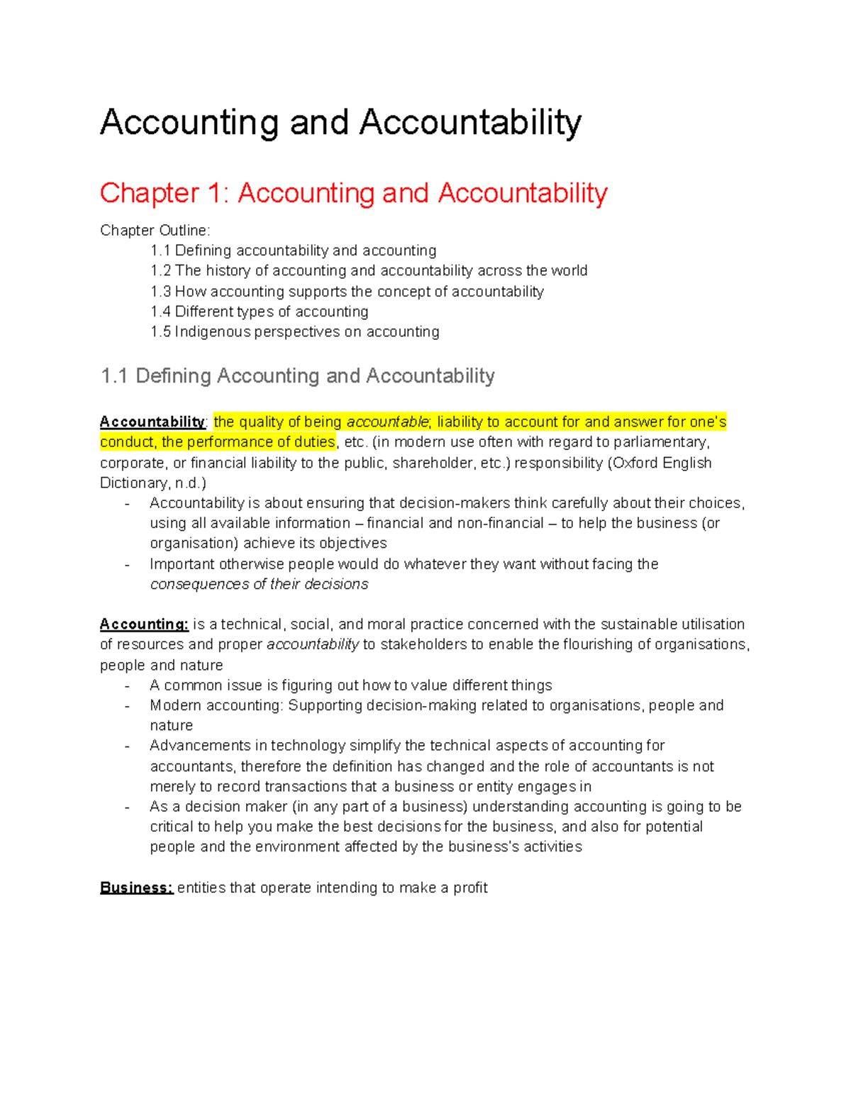 Accounting and Accountability notes - Accounting and Accountability ...