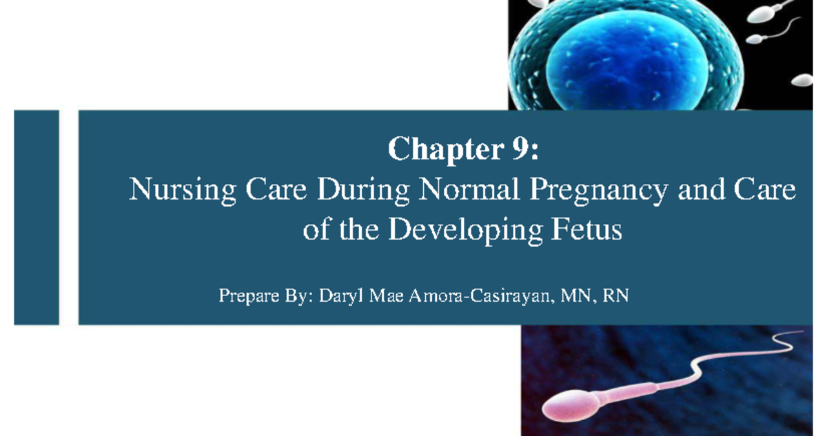 Chapter 9: Nursing Care in Normal Pregnancy & Fetal Development - Studocu