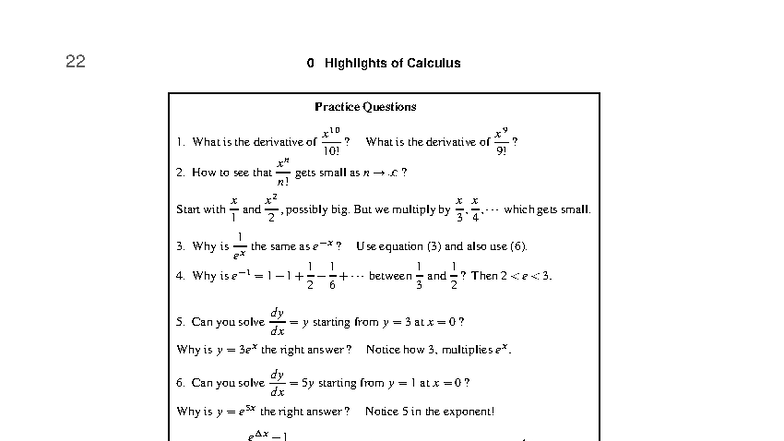 22.0 Highlights of Calculus: Practice Questions & Video Summaries - Studocu