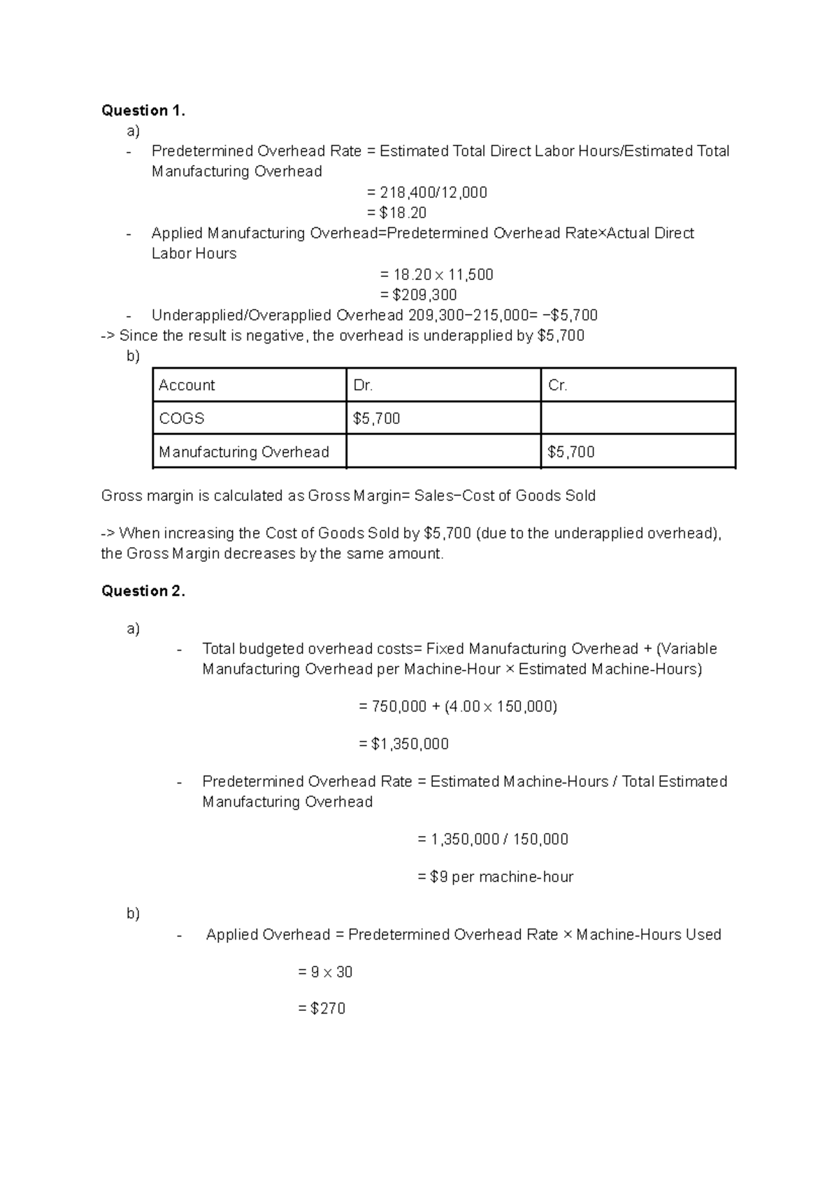 ACCT 210: Weekly Assignment 4 on Manufacturing Overhead Calculations ...