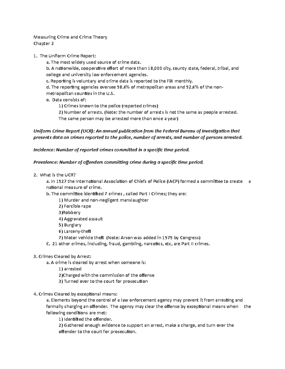 Cj 1010 notes lecture 2 - Measuring Crime and Crime Theory Chapter 2 1 ...