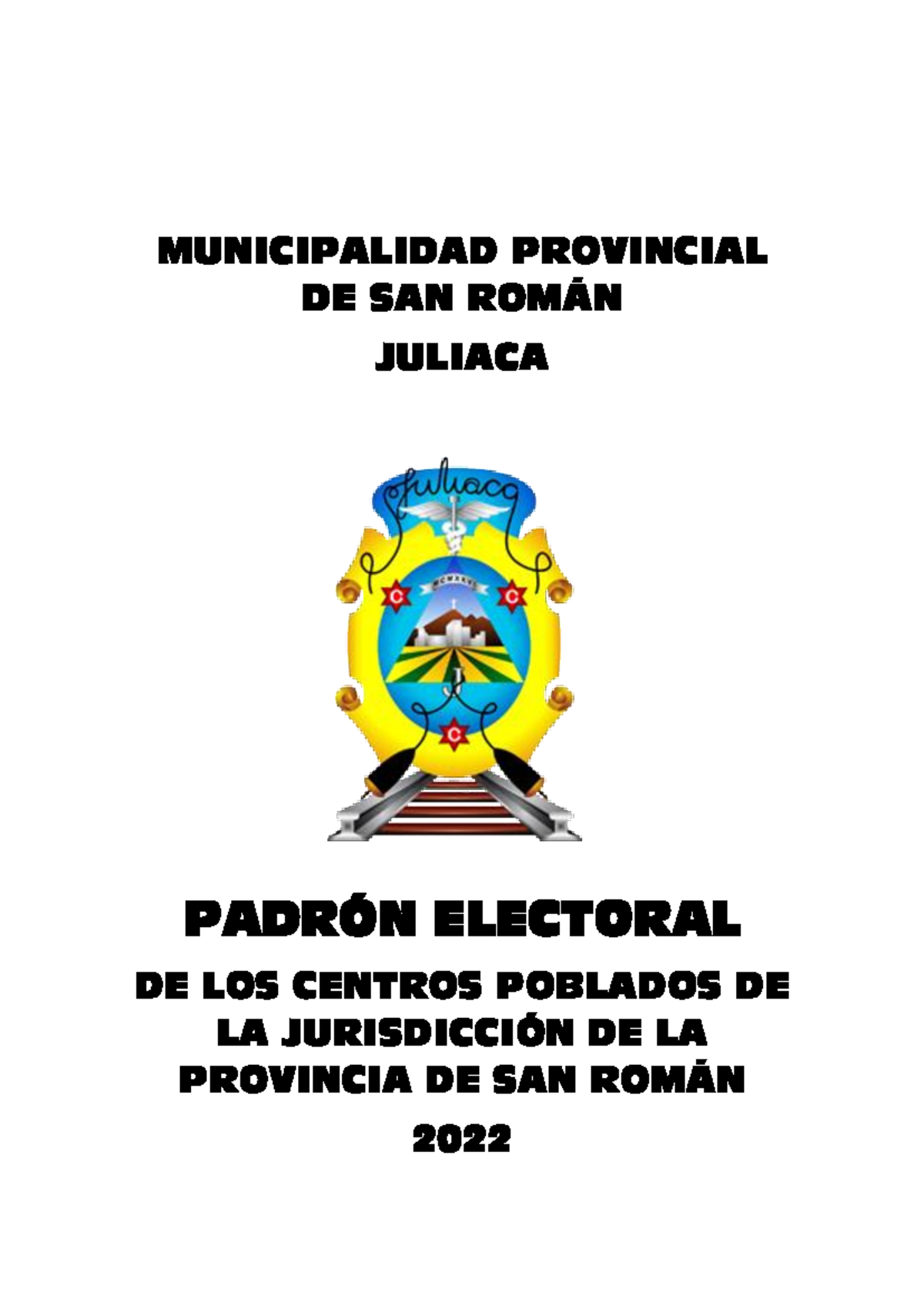 Padrón Electoral 2022: Centros Poblados MPSR-J - Juliaca - Document Preview