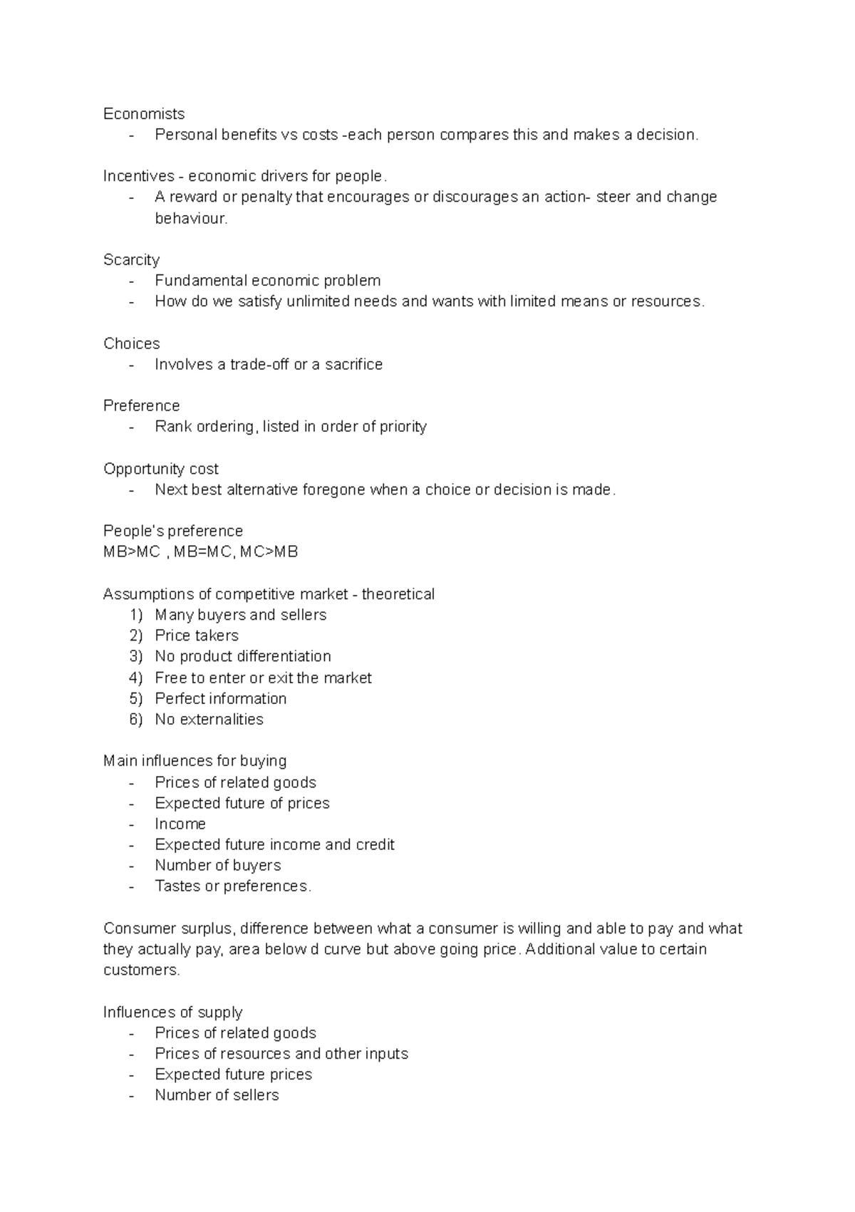 BUS115: Module 1 Exam Notes on Economic Concepts and Market Dynamics ...
