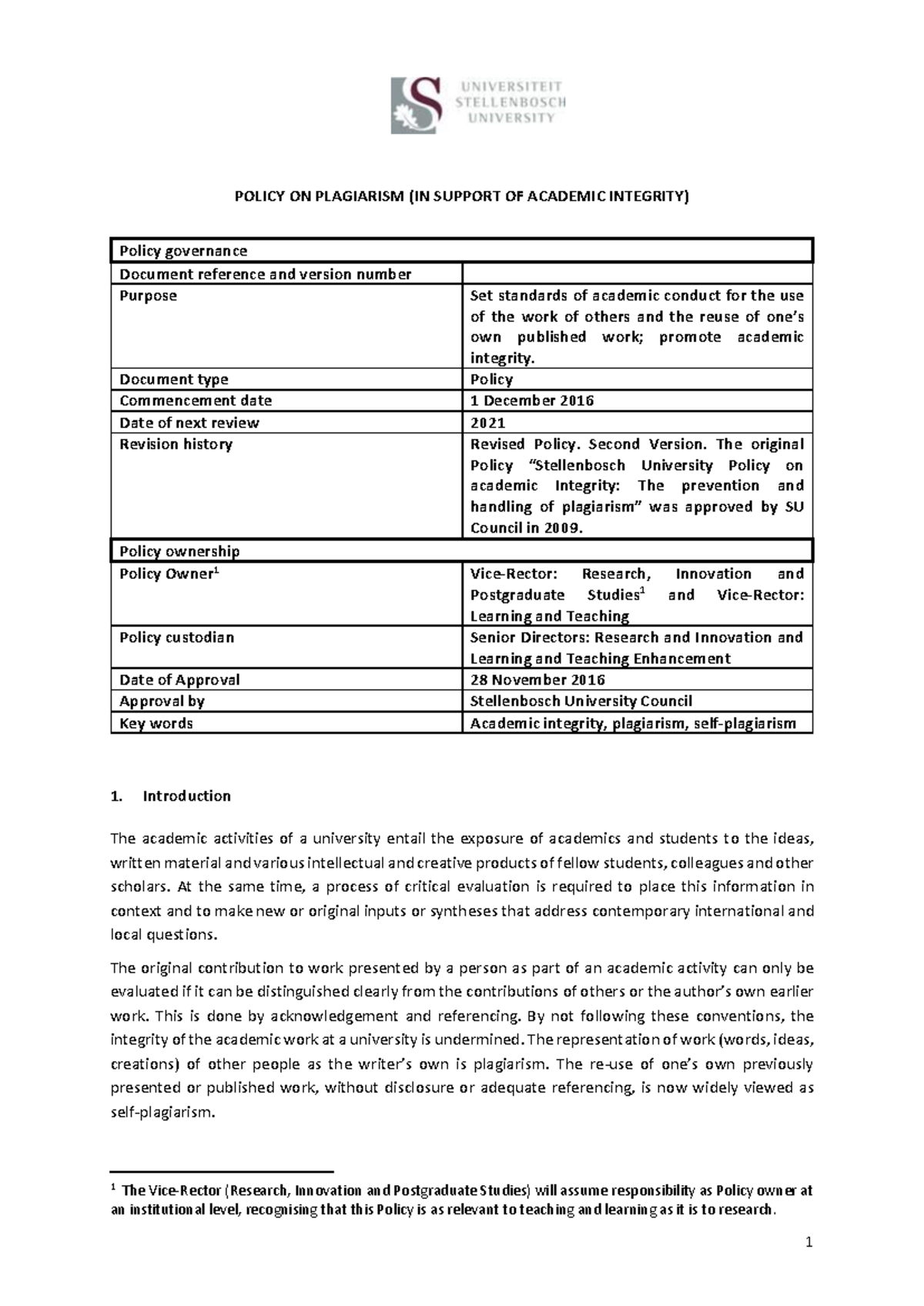 POLICY ON PLAGIARISM (SU) - ACADEMIC INTEGRITY GUIDELINES - Studocu
