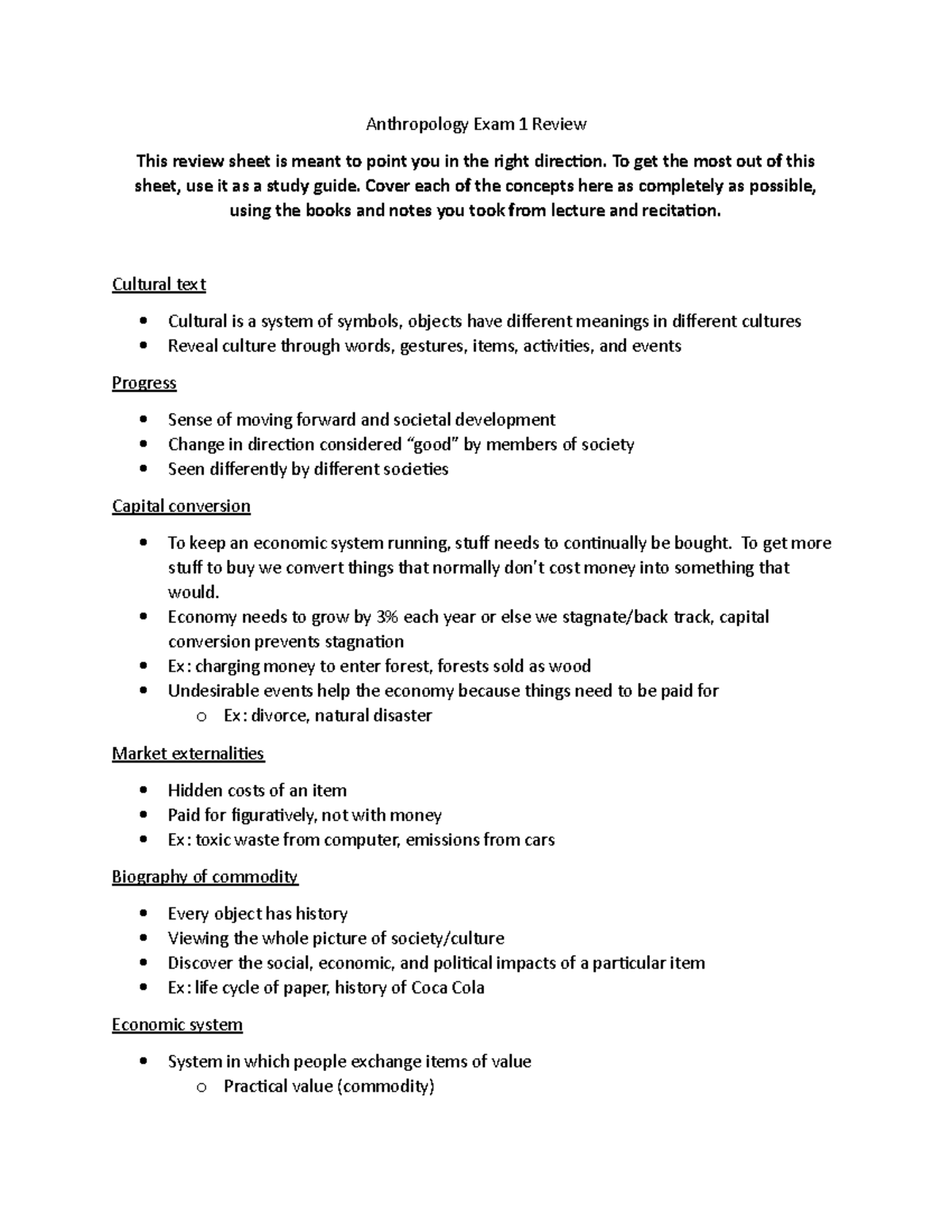 Anthropology 101: Exam 1 Study Guide and Key Concepts Review - Studocu