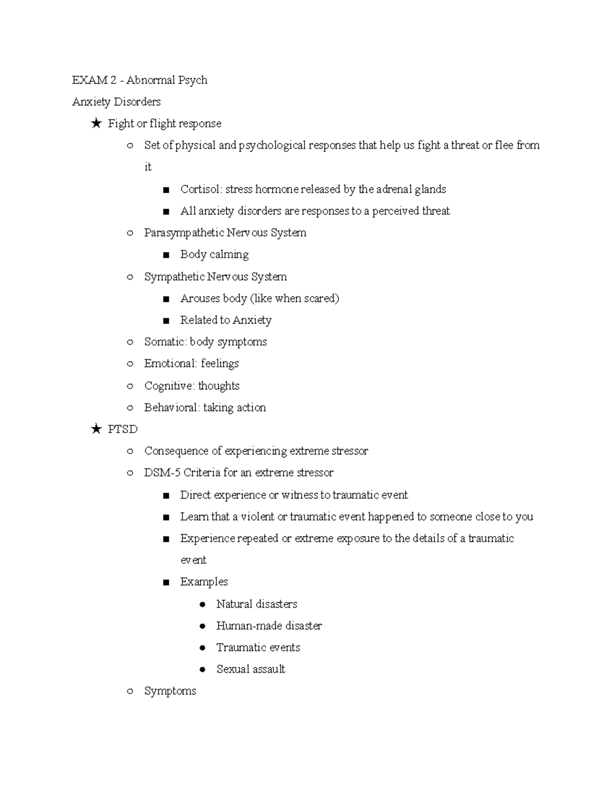 Ab Psych Exam 2 Study Guide: Anxiety & Psychotic Disorders Notes - Studocu