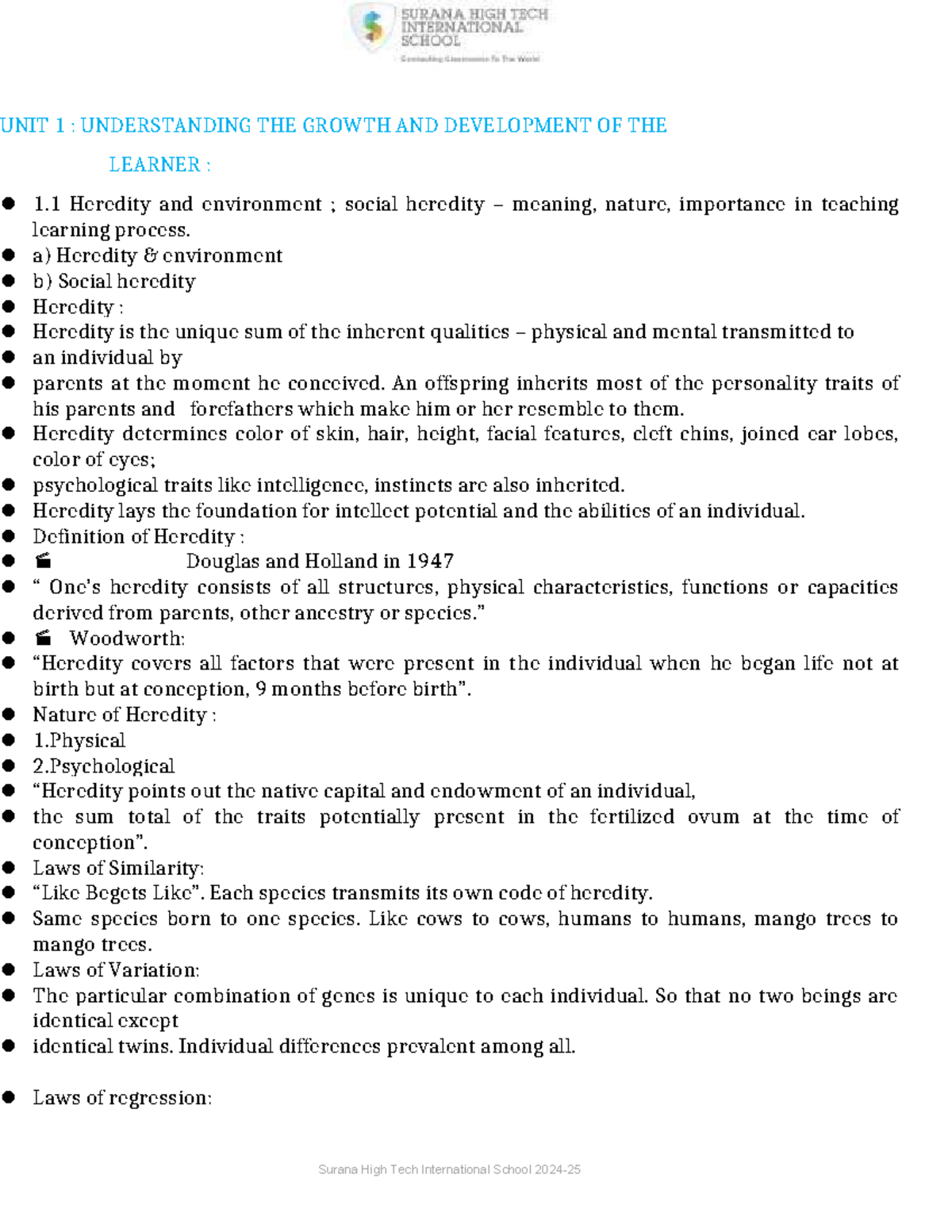 Child development uni1 - UNIT 1 : UNDERSTANDING THE GROWTH AND ...