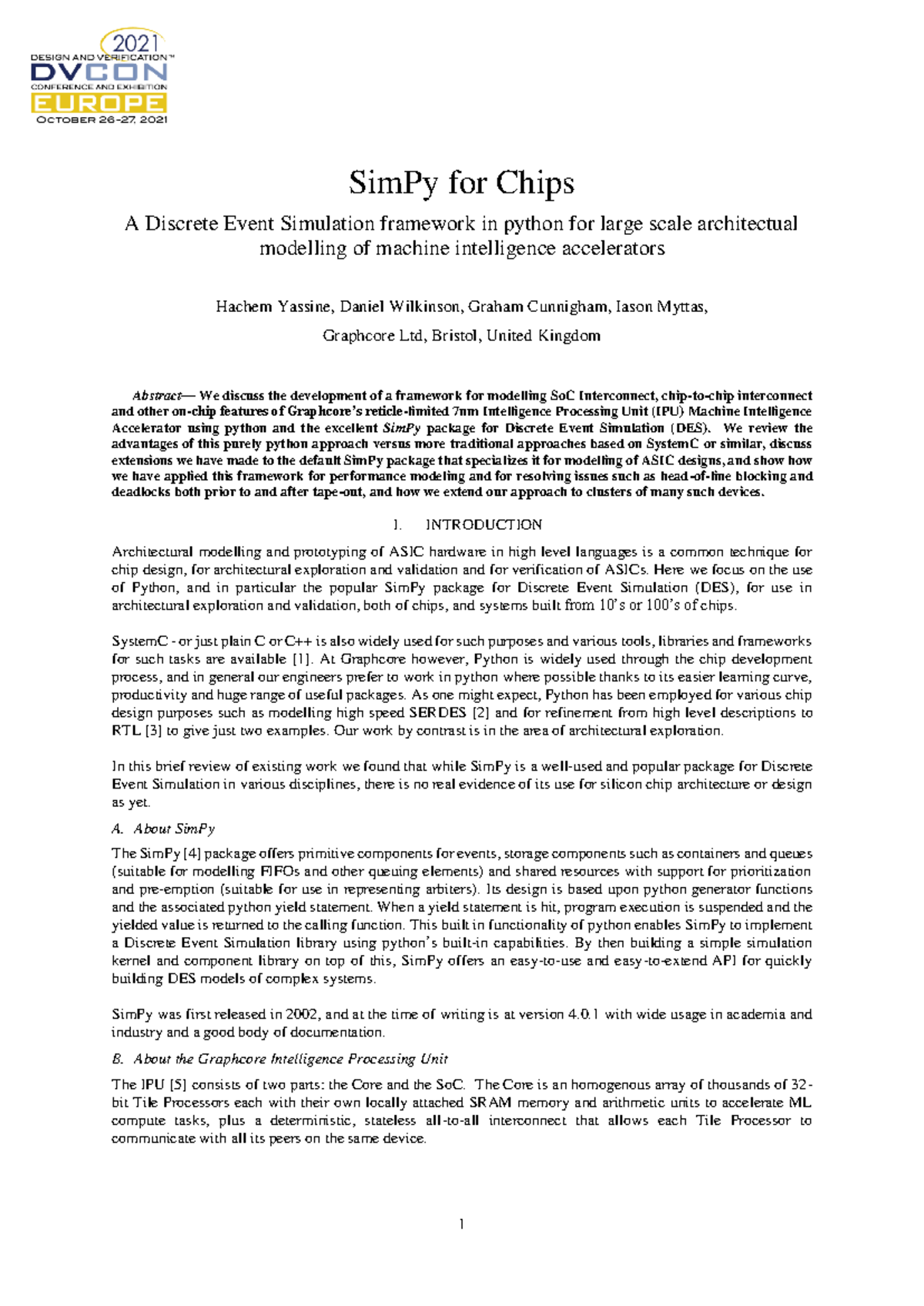 SimPy for Chips: A DES Framework for ASIC Modelling in ML - Studocu