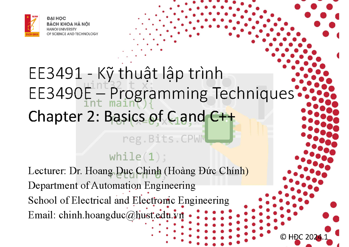 EE3491 - Chapter 2: Basics of C and C++ Programming Techniques - Studocu