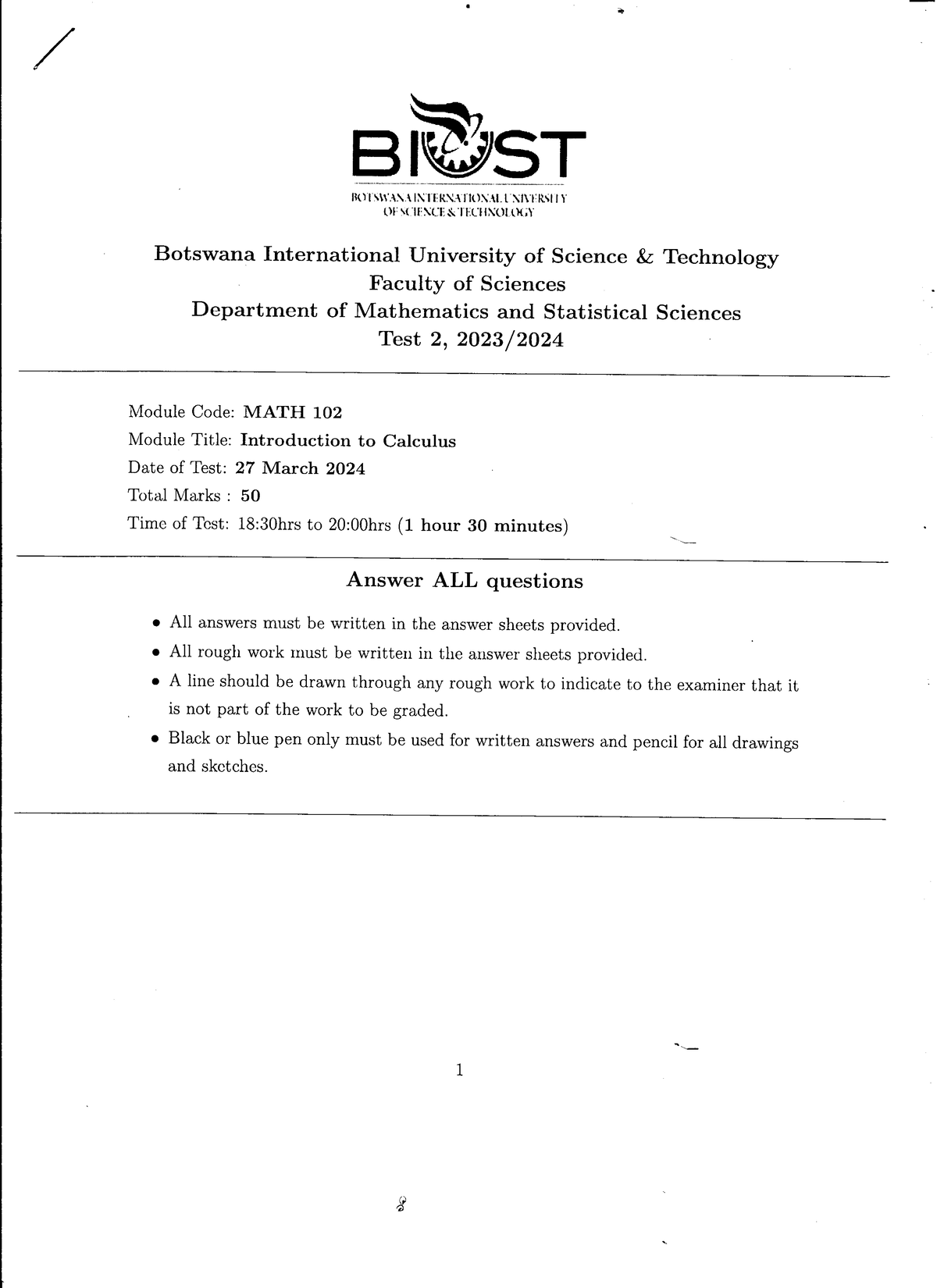 MATH 102 Test 2 - Introduction to Calculus Exam Notes 2024 - Studocu