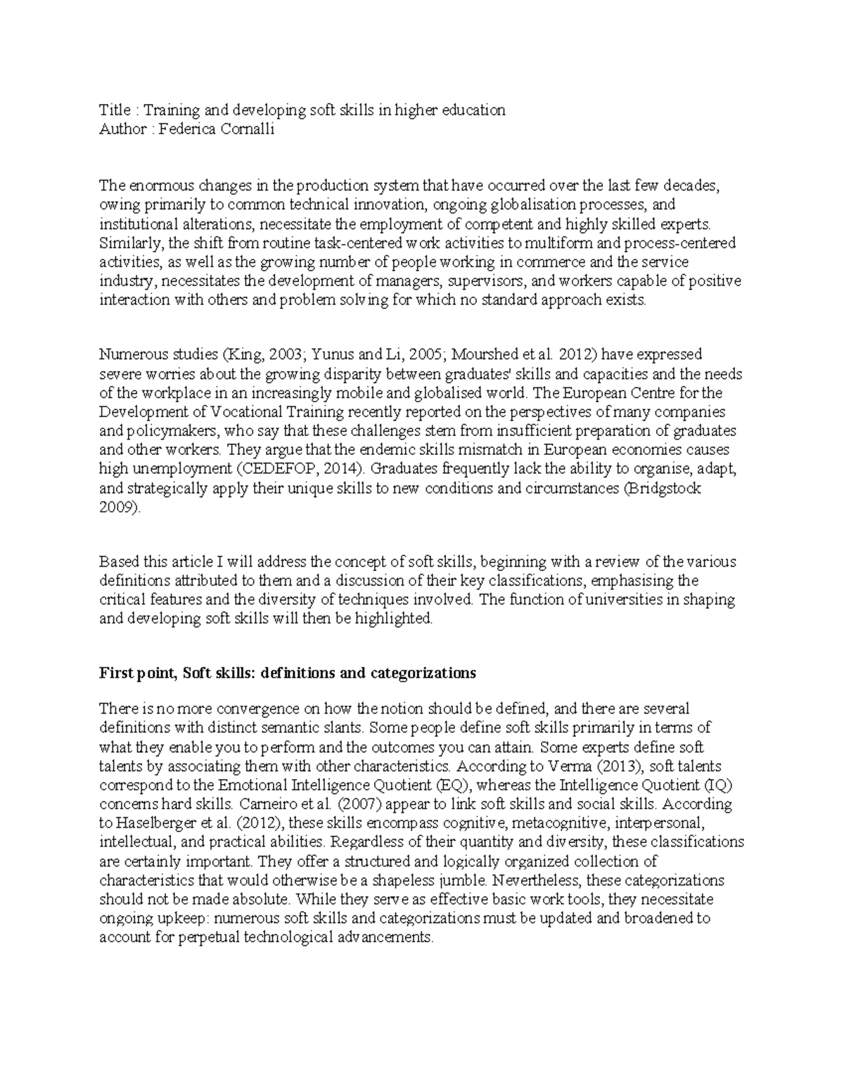 HRM 549 - Discussion on Developing Soft Skills in Higher Education ...
