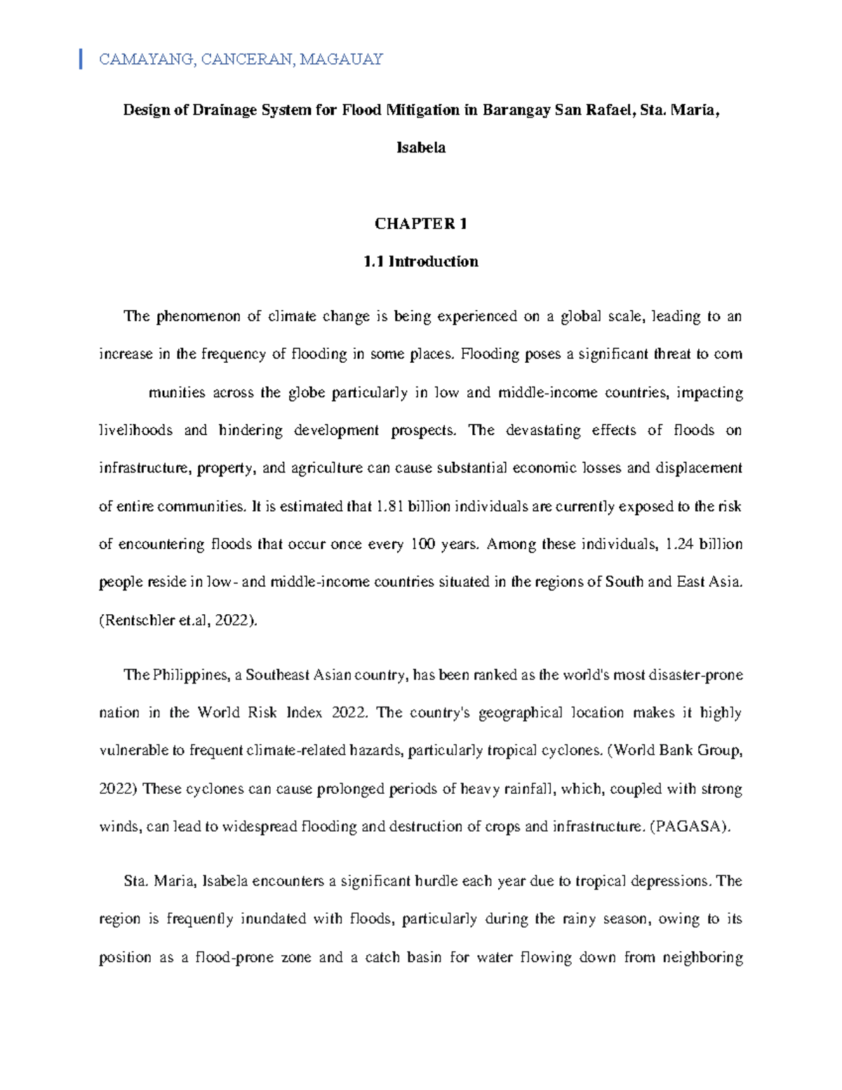 Chapter 1: Drainage System Design for Flood Mitigation in Barangay San ...
