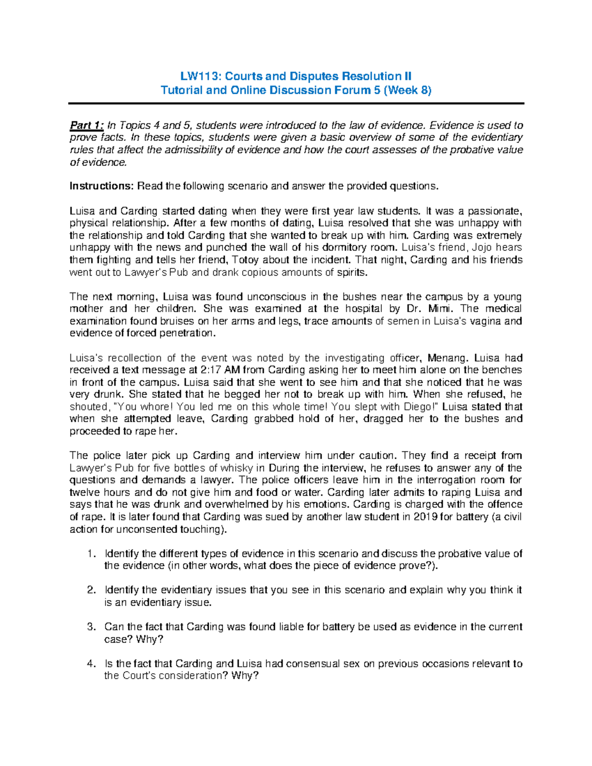 LW113 2023 - Tutorial and Online Discussion Forum 5: Evidence & Land ...