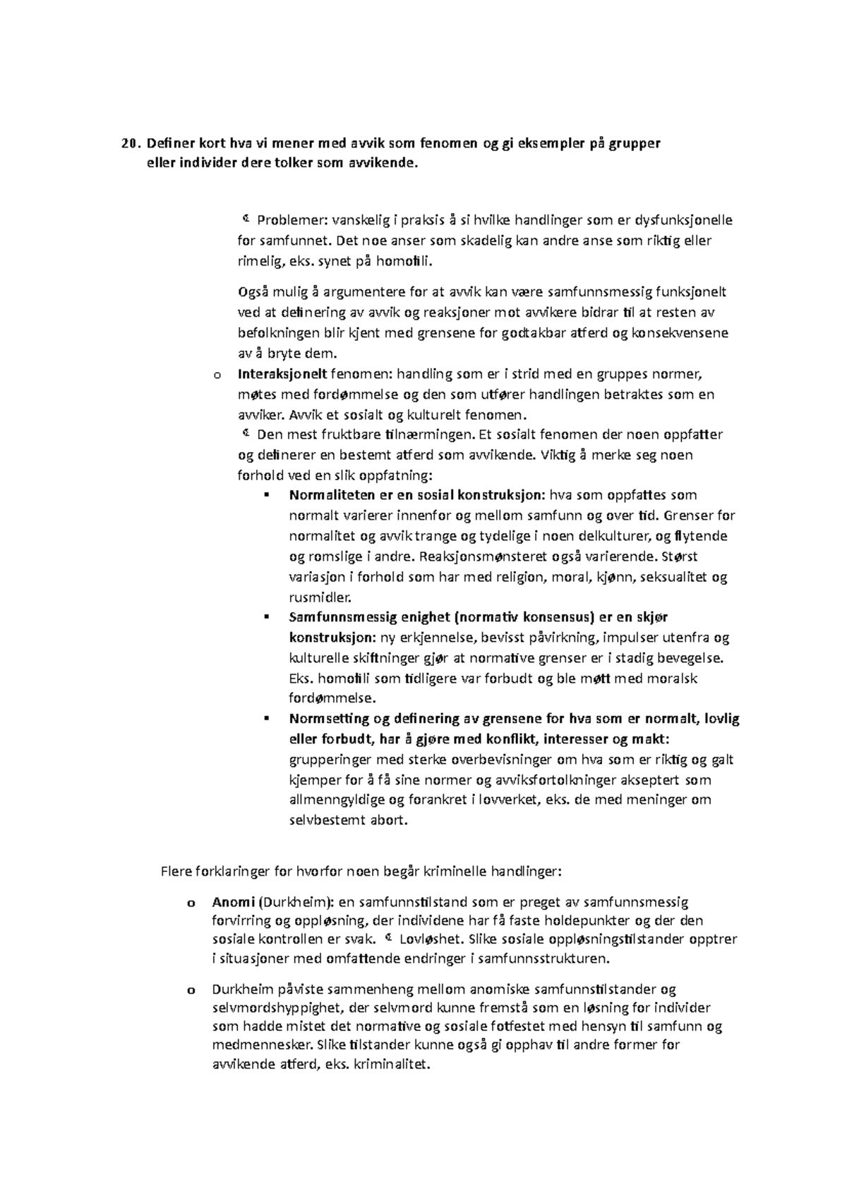 Avvik som fenomen: Definisjon og eksempler i Sosiologi KAP 20 - DEL 2 ...