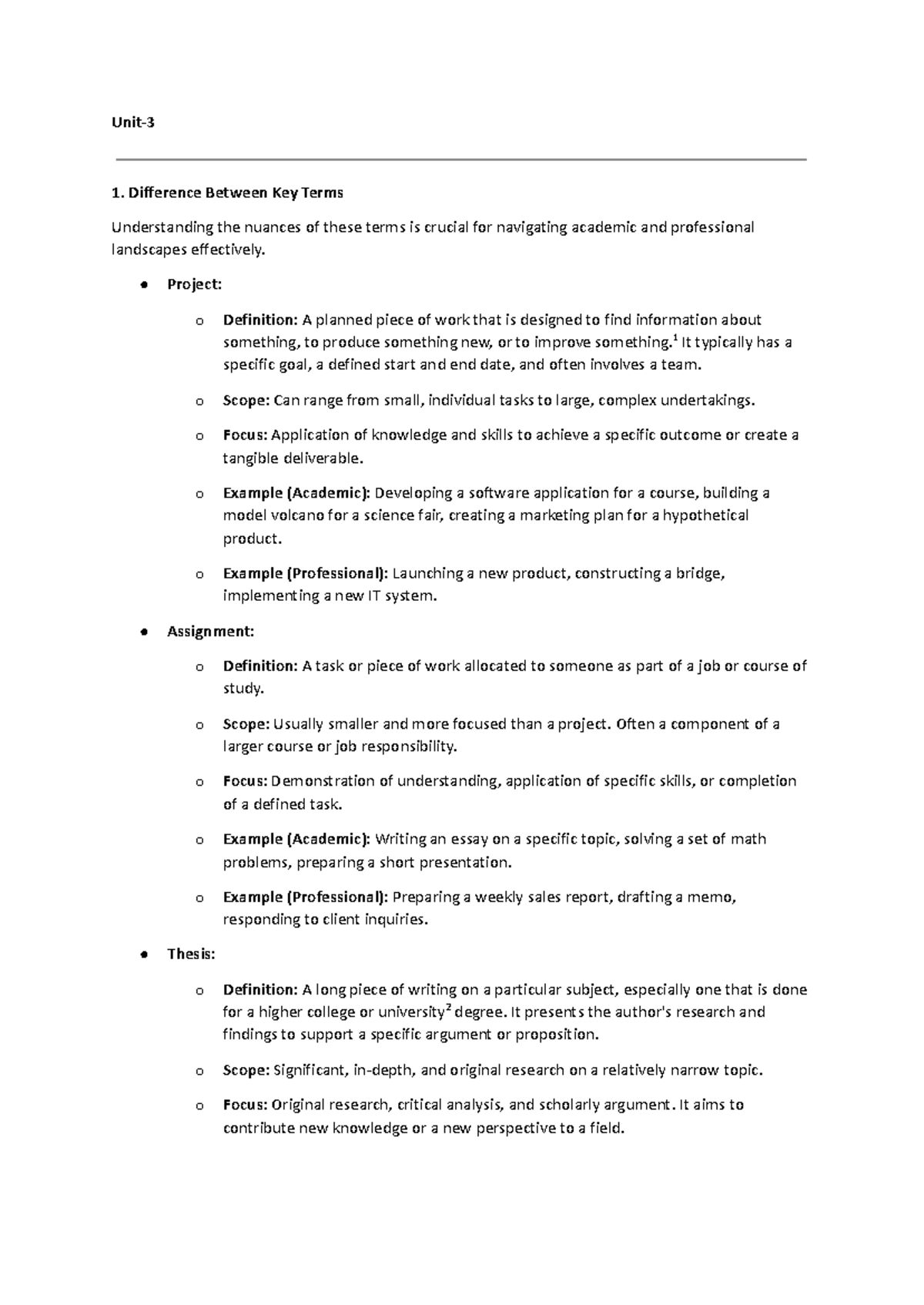 TC Unit-3-1: Understanding Key Terms in Academic Writing - Studocu