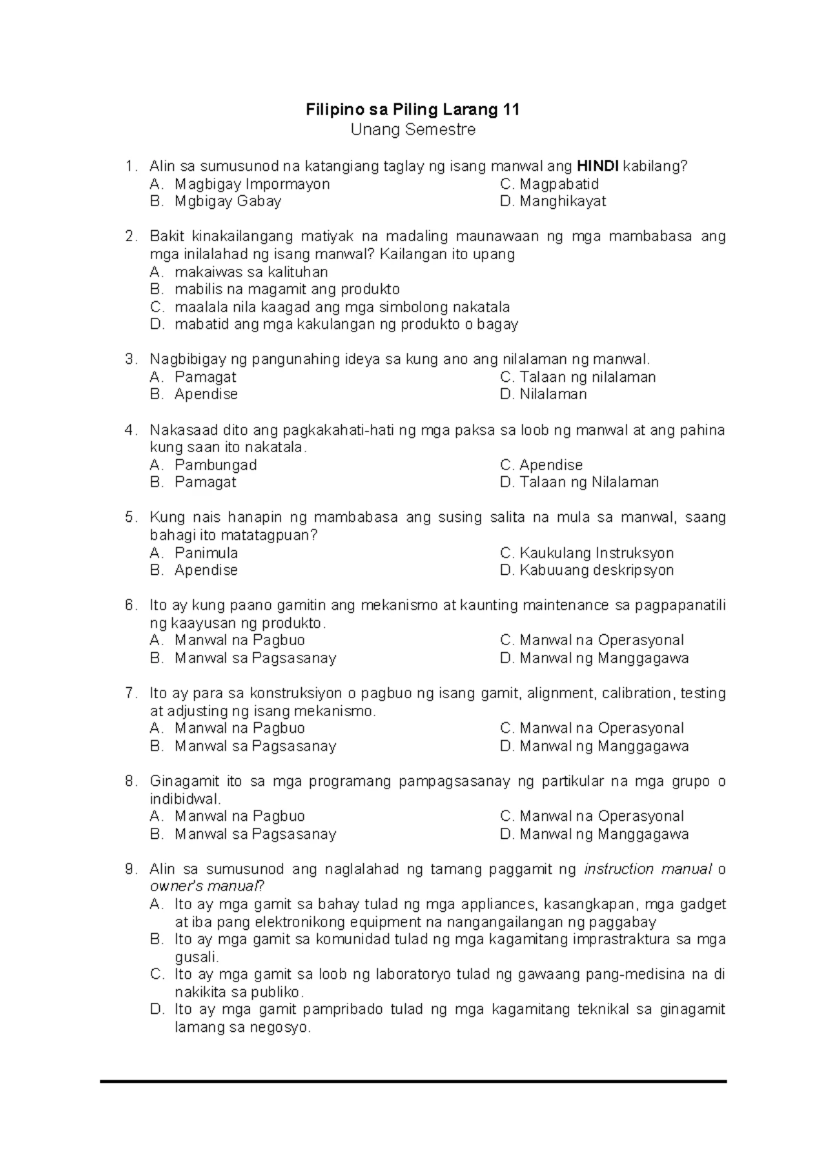 DAILY LESSON LOG: FILIPINO SA PILING LARANG (W8) - AUGUST 2025 - Studocu