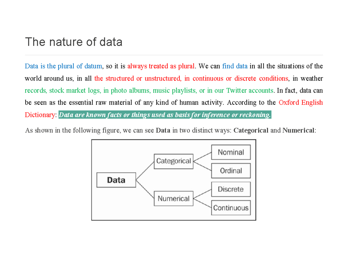 Data Analytics 101: Understanding Categorical & Numerical Data - Studocu