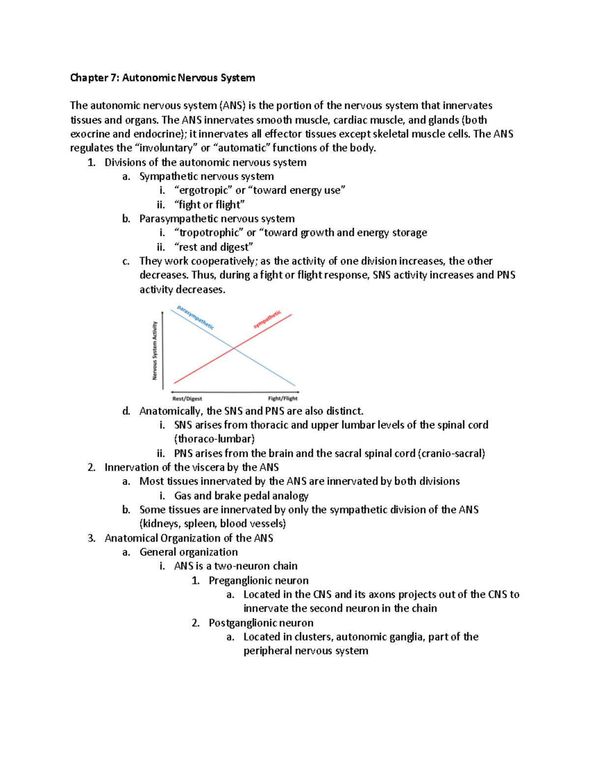 Chapter 7 Notes: Understanding the Autonomic Nervous System - Studocu