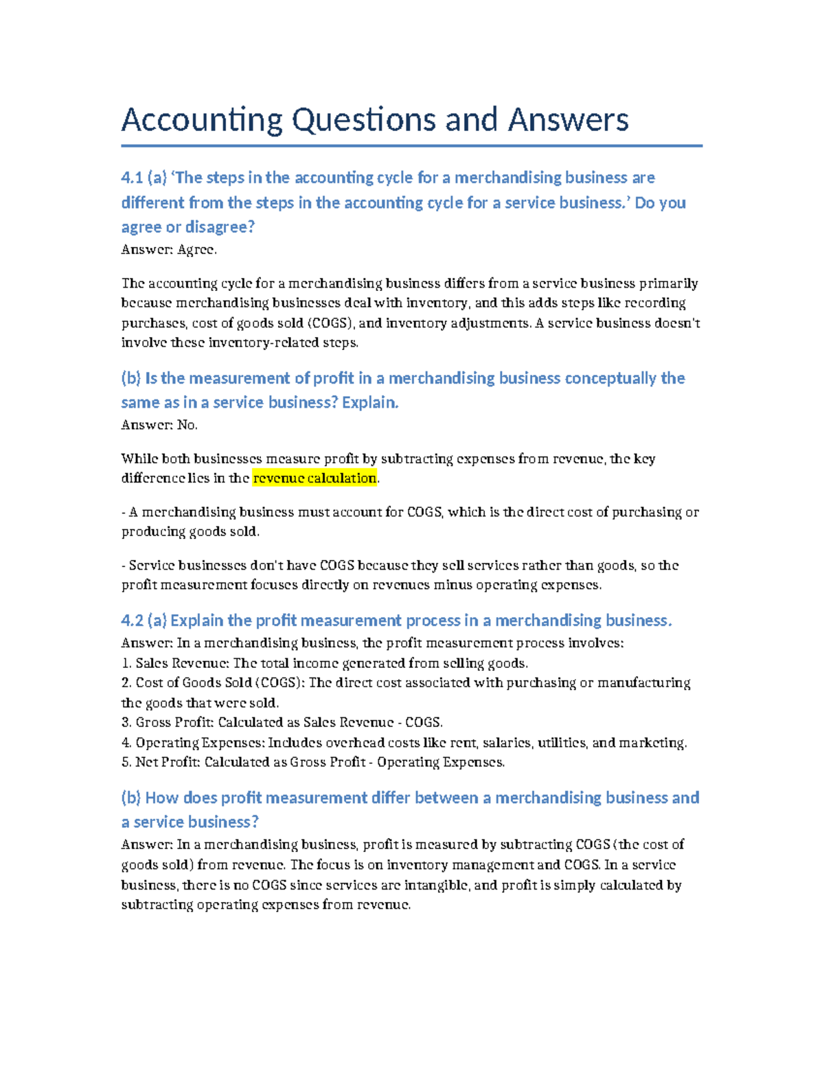 Accounting Cycle Differences: Merchandising vs. Service Businesses (ACC ...