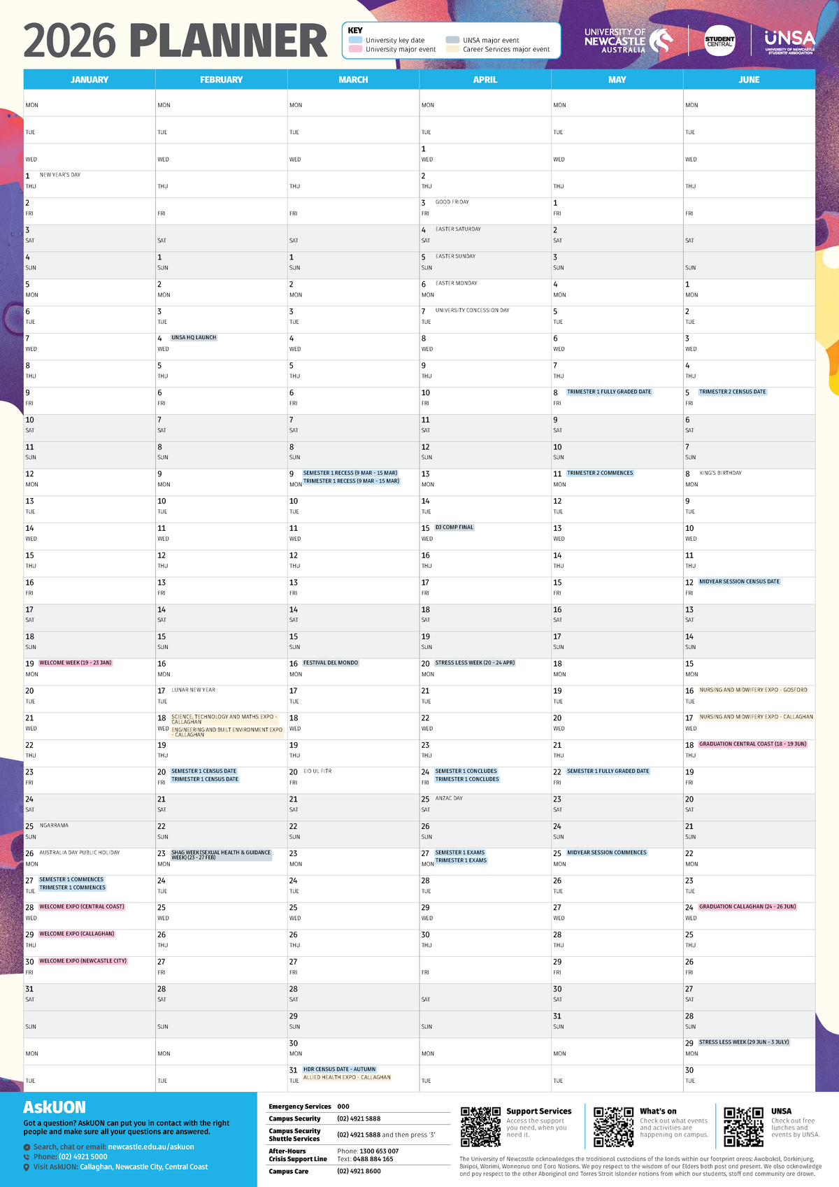 2026 PLANNER: Key Dates & Events for UNSA Students - Studocu