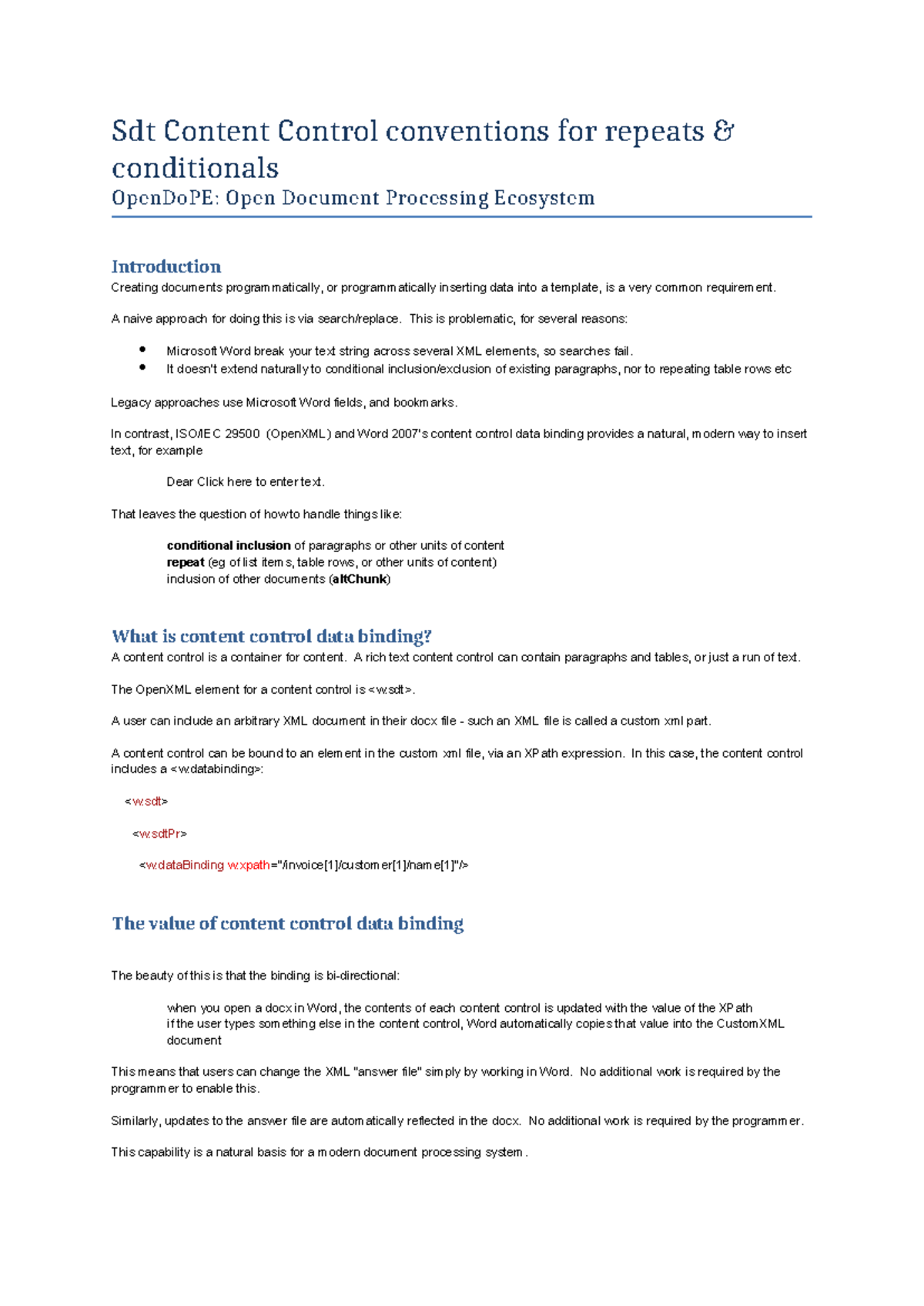Sdt Content Control Conventions for Repeats & Conditionals in OpenDoPE ...