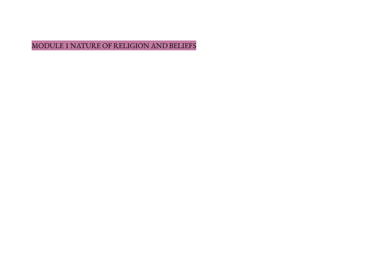 SOR 2 Summary Notes - MODULE 1 NATURE OF RELIGION AND BELIEFS Religions ...