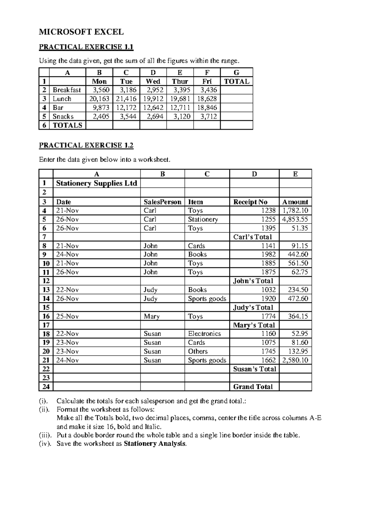 Practical Exercises on Microsoft Excel for Nursing Students - 20230423 ...