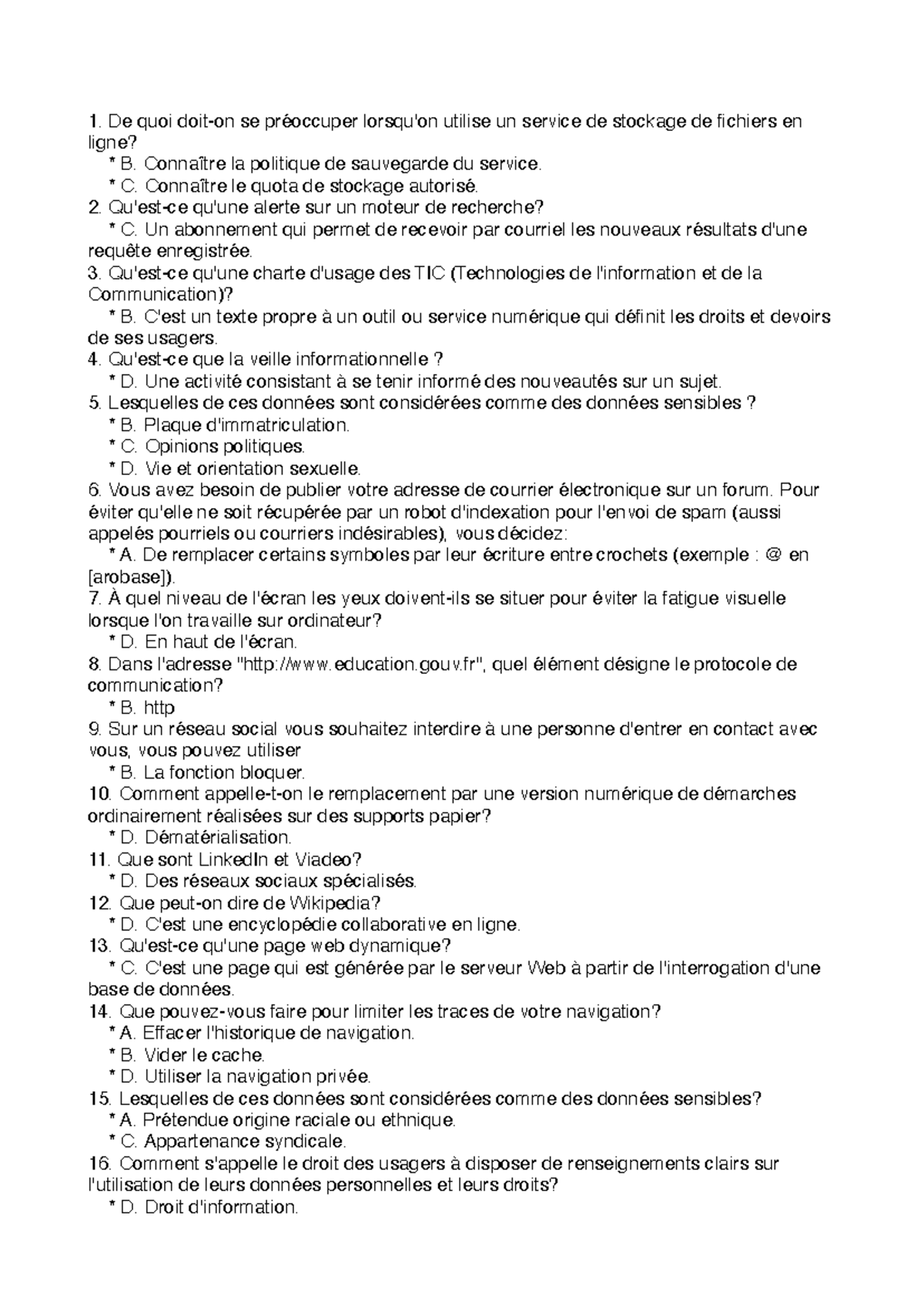 QCM 1 - reponse de QCM PIX - De quoi doit-on se préoccuper lorsqu'on ...