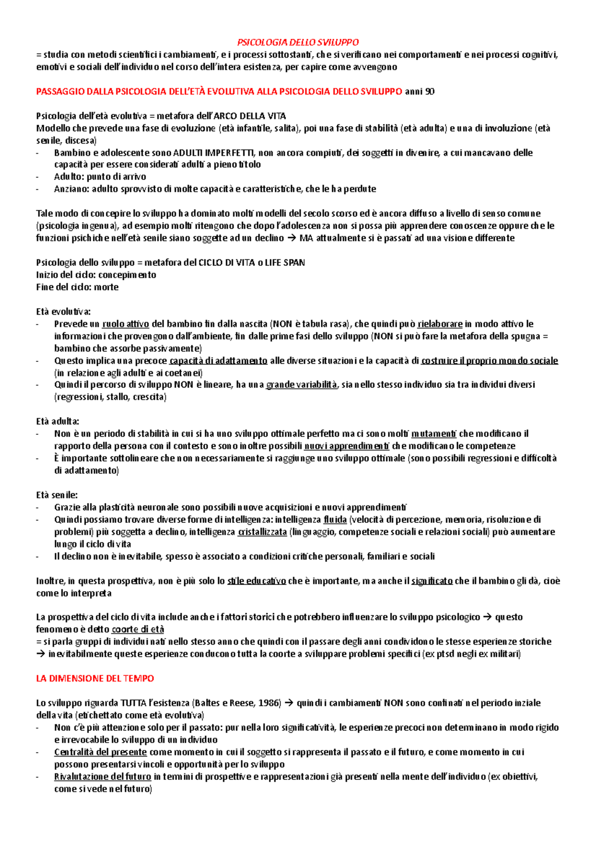 Riassunto PSICOLOGIA DELLO SVILUPPO (Corso di Psicologia) - Document Preview