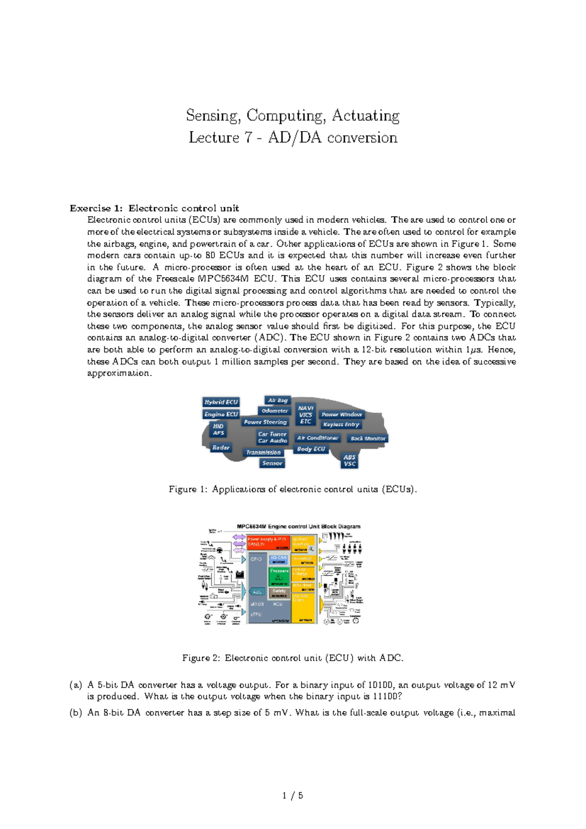 AD/DA Conversion Exercises - Lecture 7 Exercises for EE Course ...