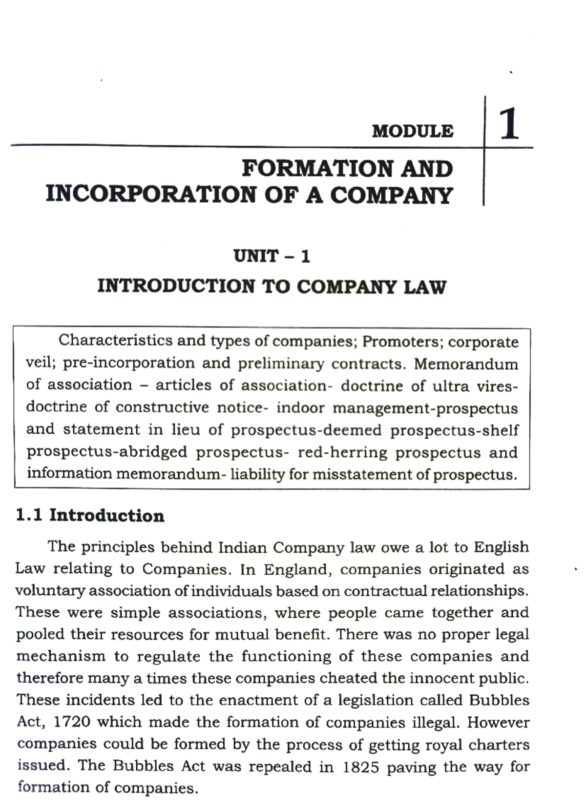 Chap 1 - Formation and incorporation of a company - 1 MODULE FORMATION ...