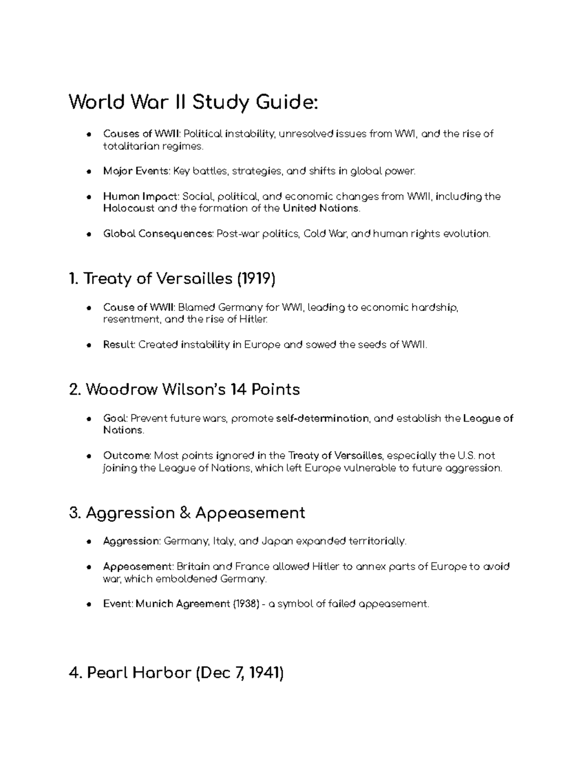 World War II Study Guide: Key Causes, Events, and Global Effects - Studocu