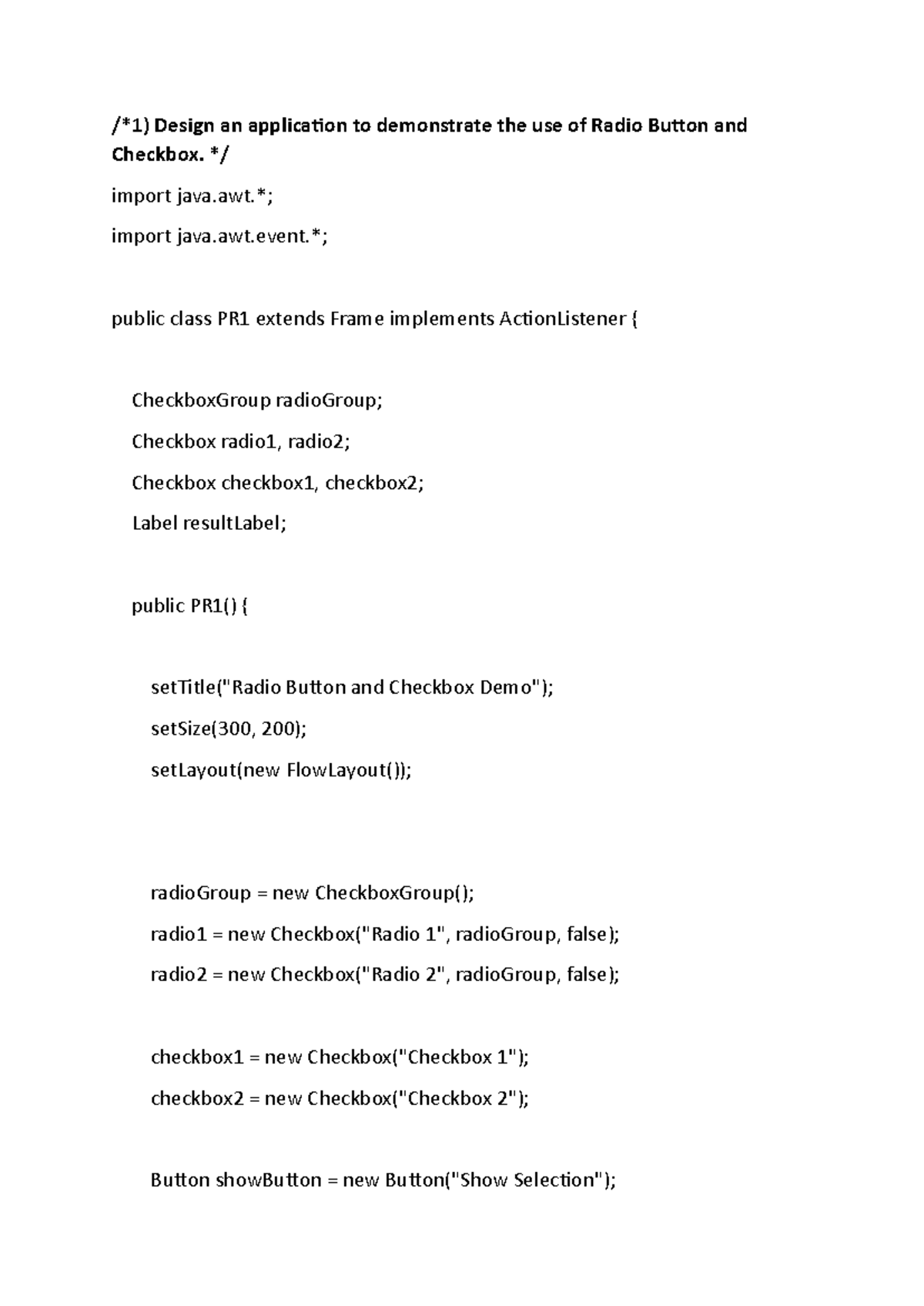 Java Programming: PR Application Demonstrations & Concepts - Studocu