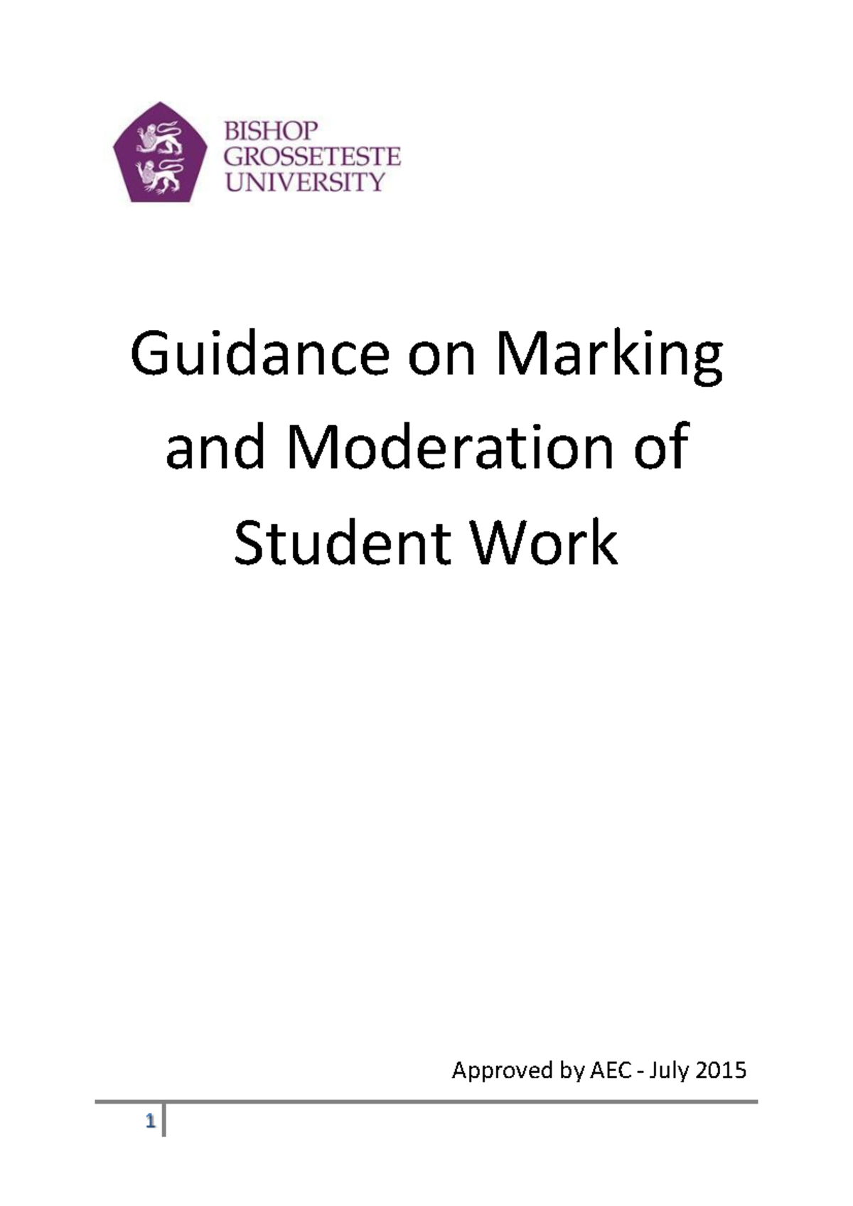 Guidance on Marking and Moderation of Student Work (AEC Approved) - Studocu