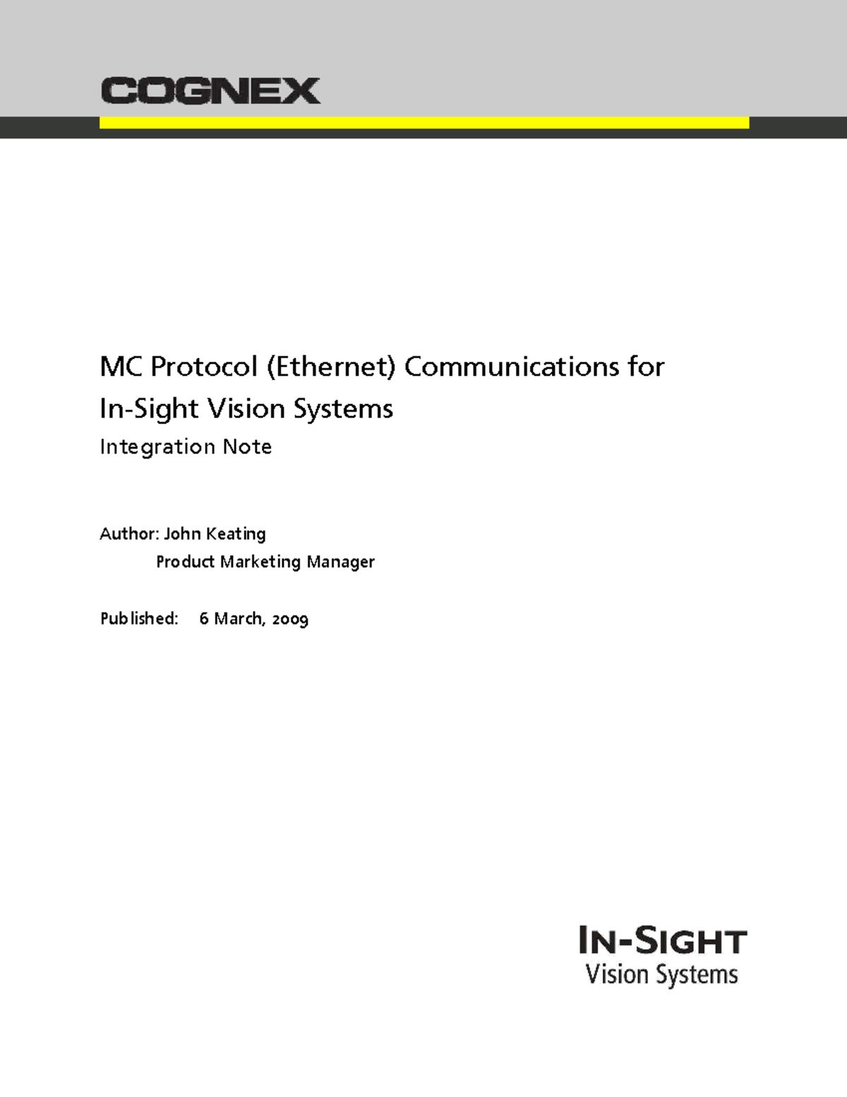 Integration Note - MC Protocol Communications for In-Sight (English ...