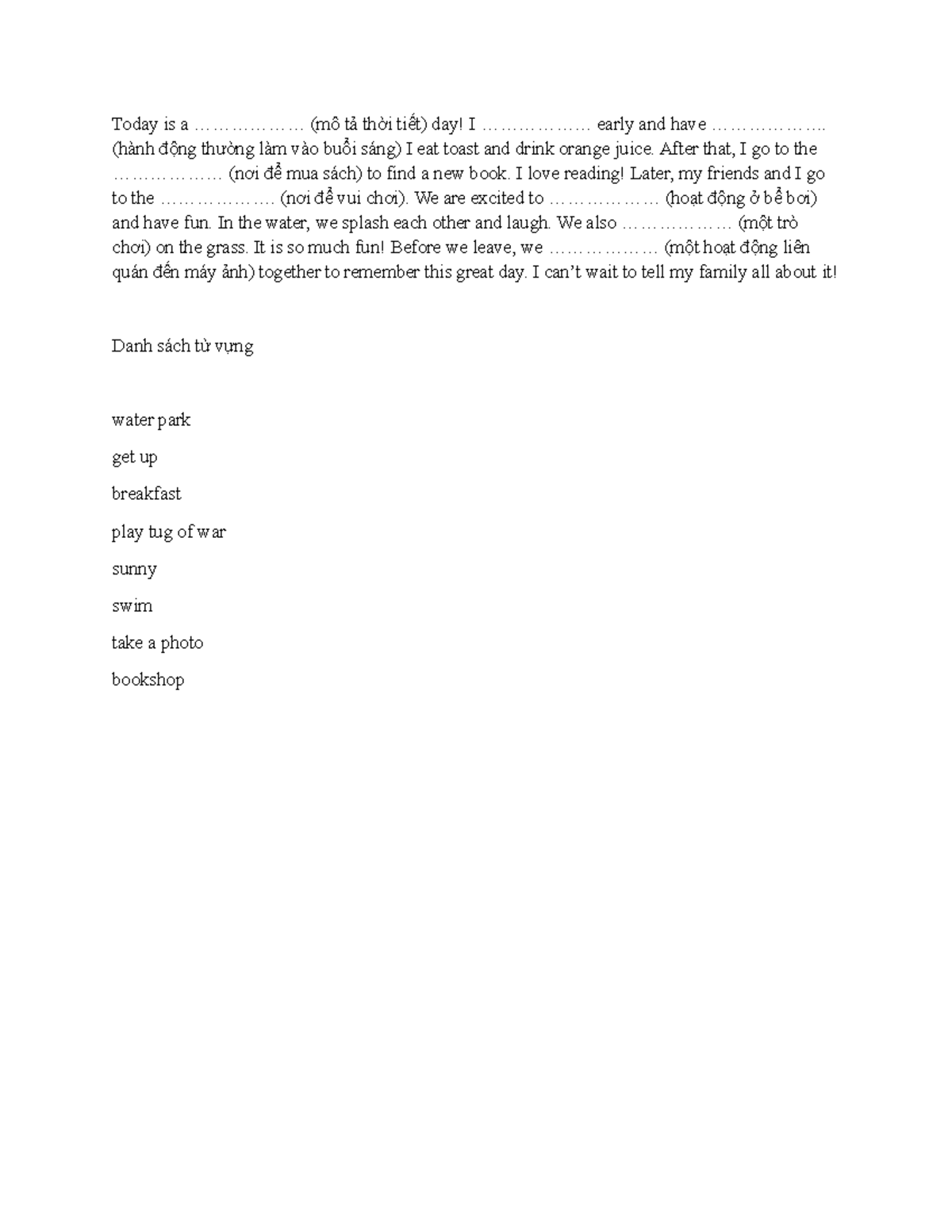 English 4 - Homework: A Fun Day Description - Studocu