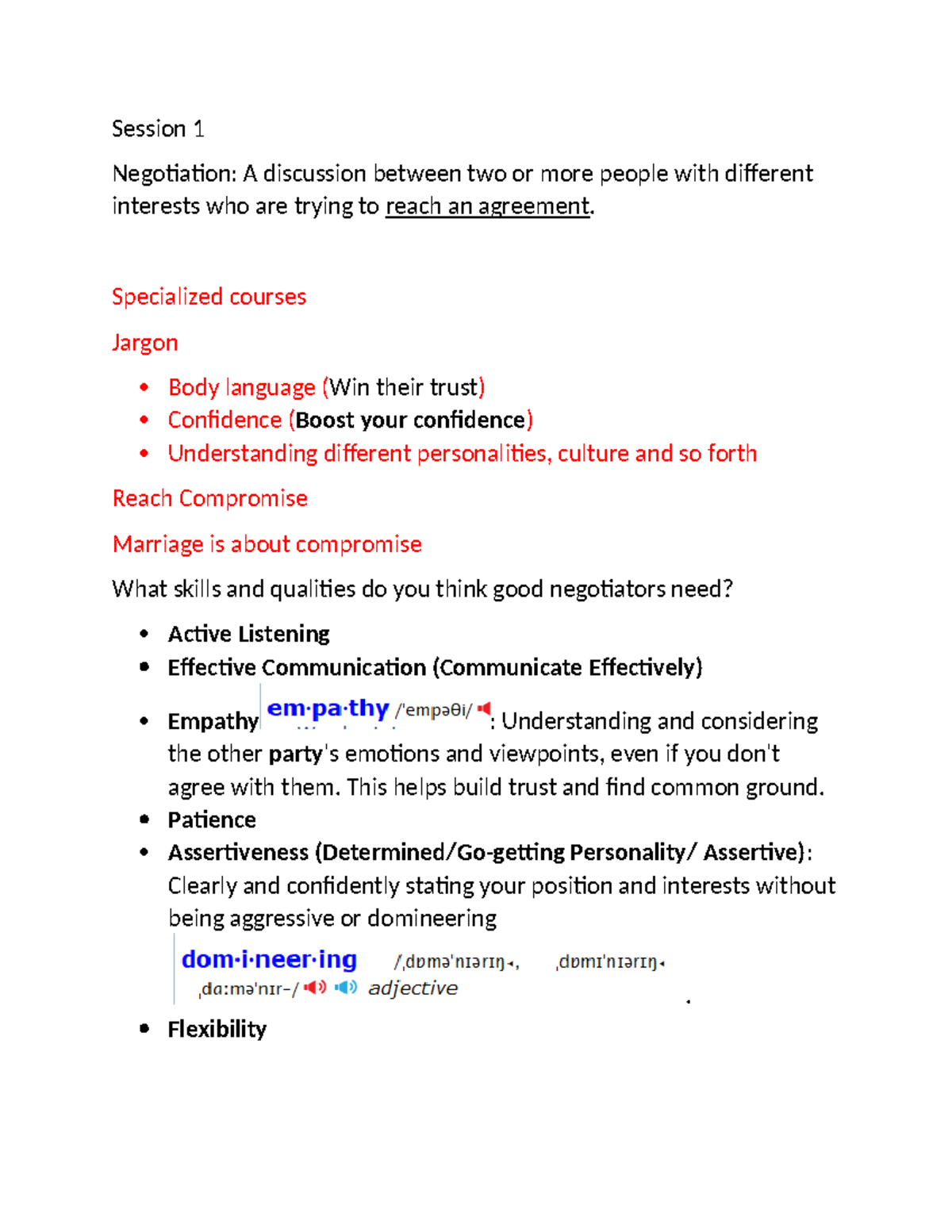 Session 1 - test 2 - Session 1 Negotiation: A discussion between two or ...