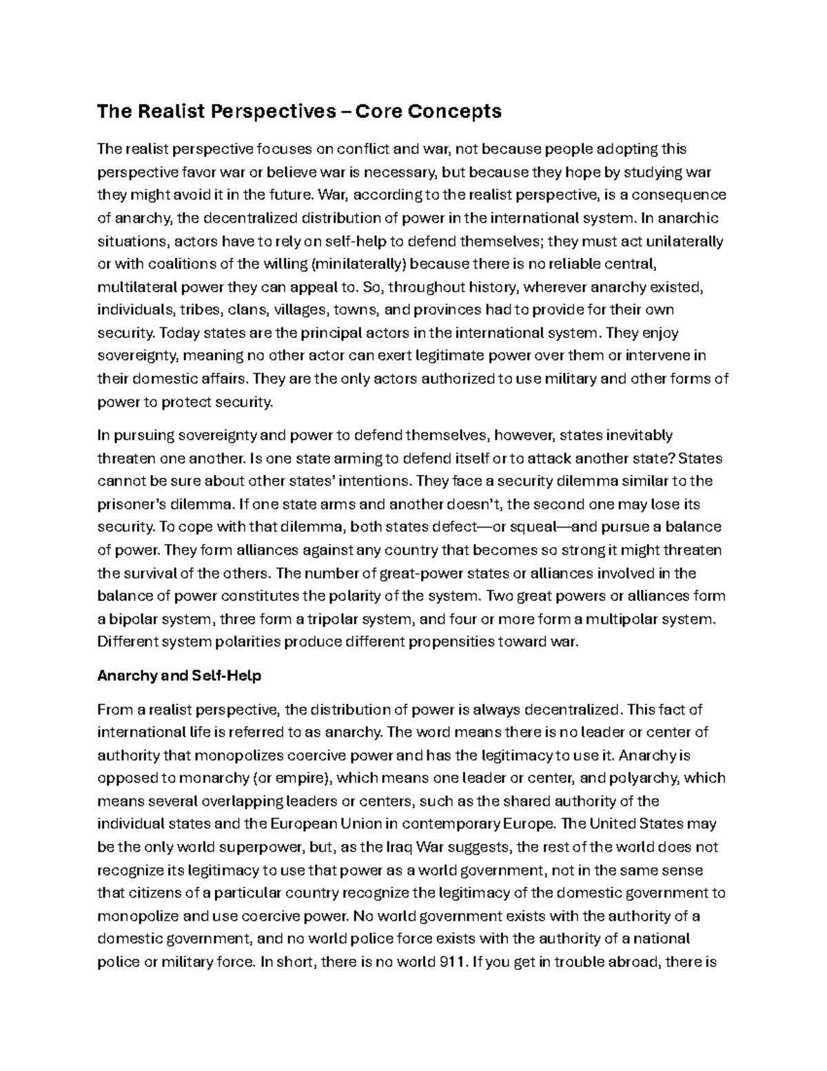 Realism and Power Dynamics in International Relations (IR): A Detailed ...