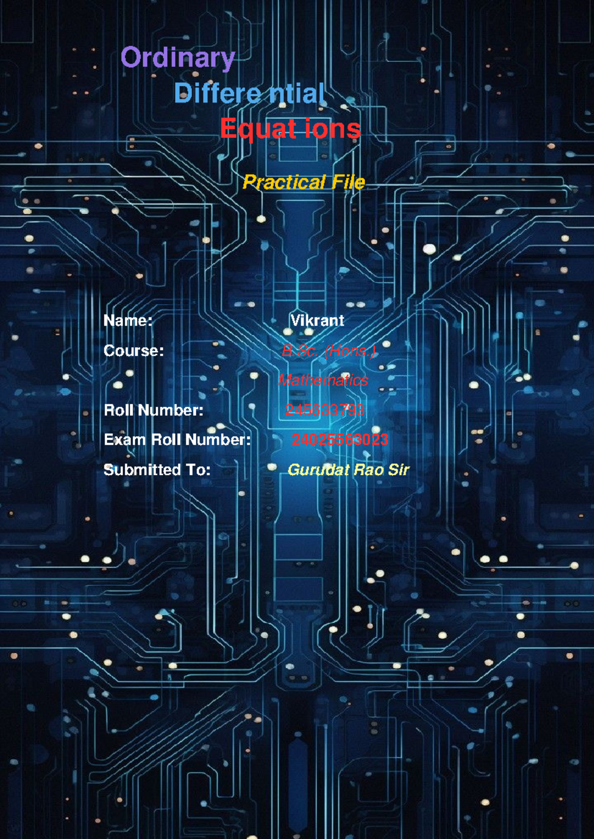 Ordinary Differential Equations (ODE) Practical File - B.Sc. Math - Studocu