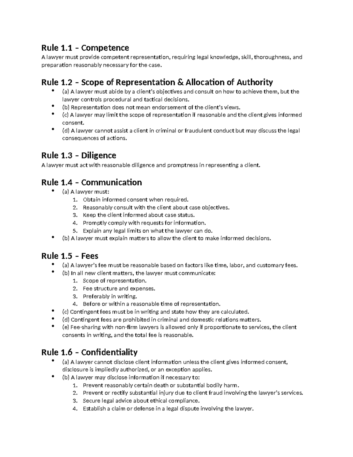 Concise Rules - Rule 1 – Competence A lawyer must provide competent ...