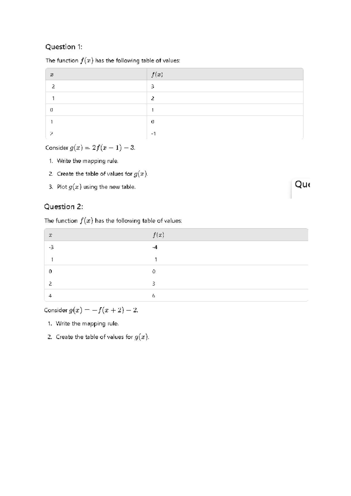 Mapping Rule Homework: Functions and Table Values Analysis - Studocu