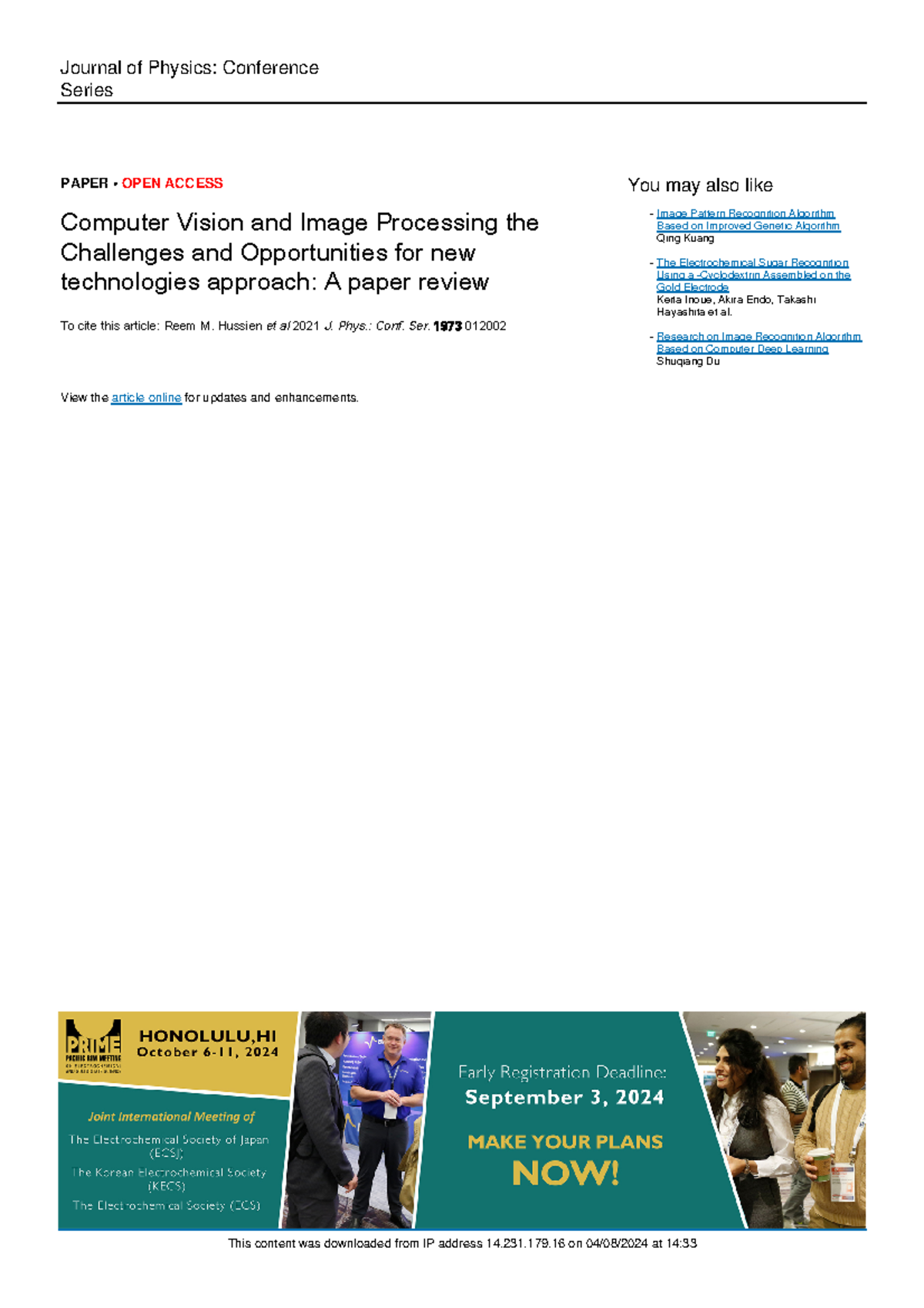 Hussien 2021 J. Phys. Conf - Journal of Physics: Conference Series ...