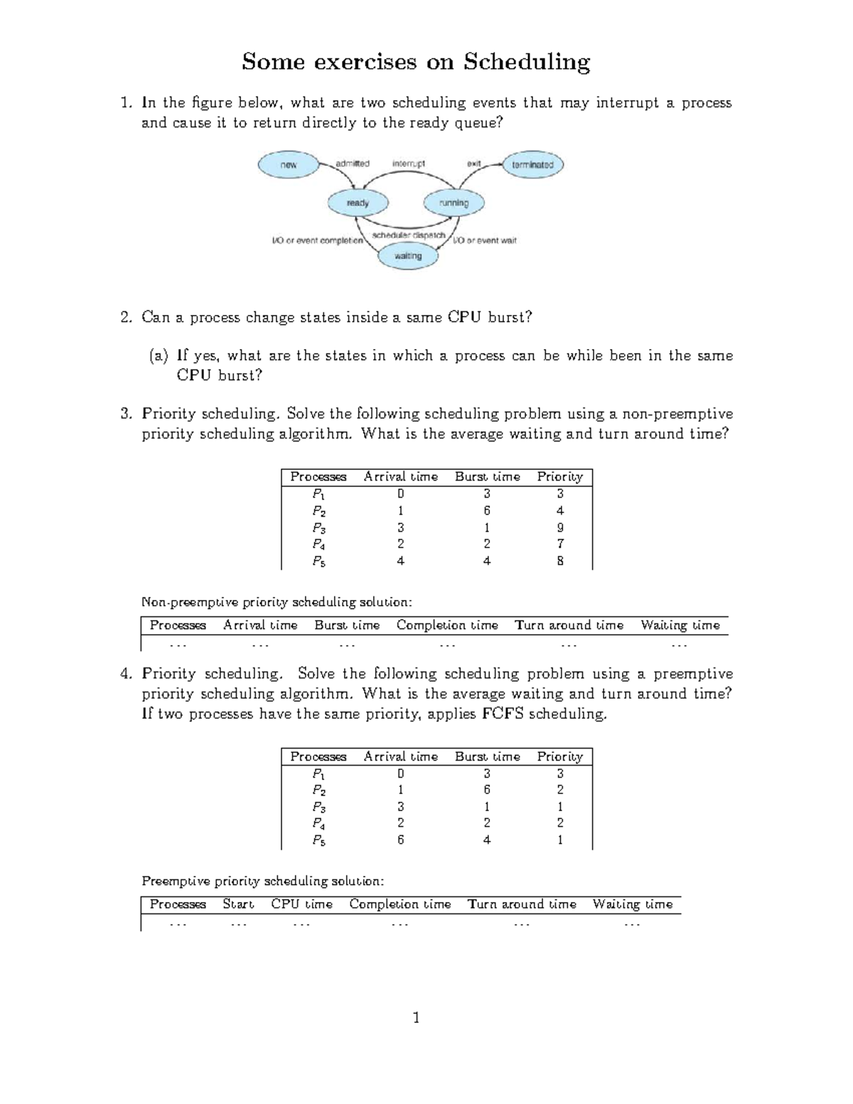 Exercises on Scheduling: Key Concepts and Problem Solutions (CS101 ...